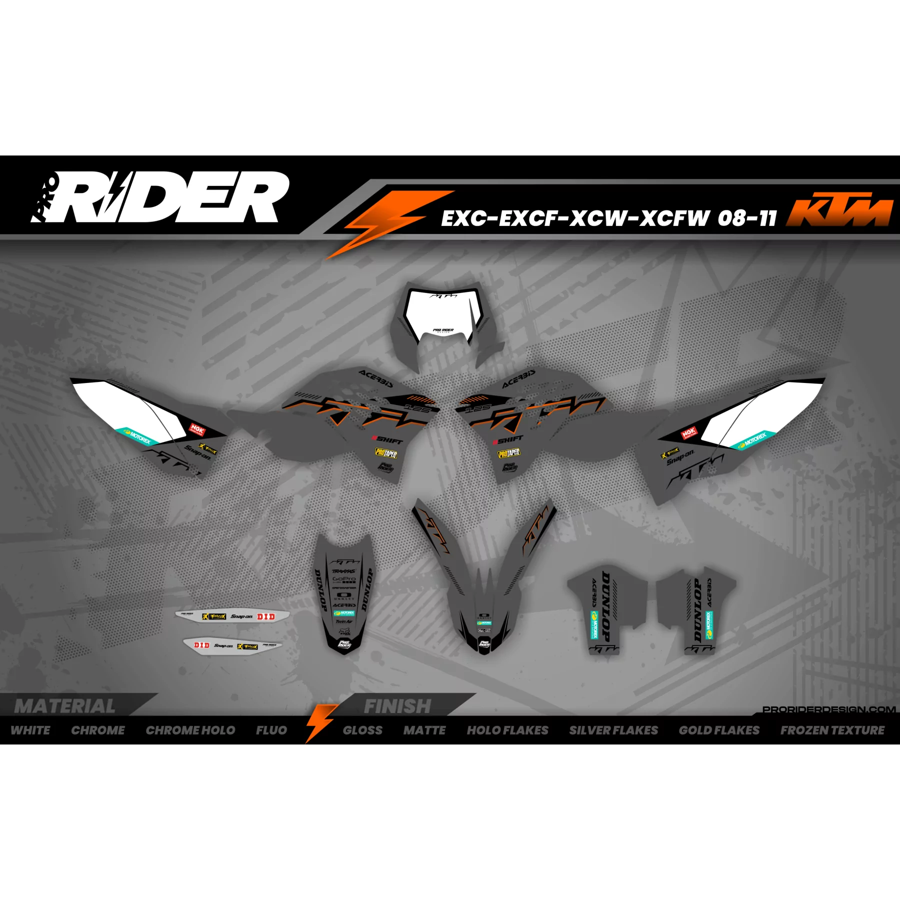 Kit déco moto Kit déco Motocross KTM SX SXF EXC | Shadow Edition | Grey black