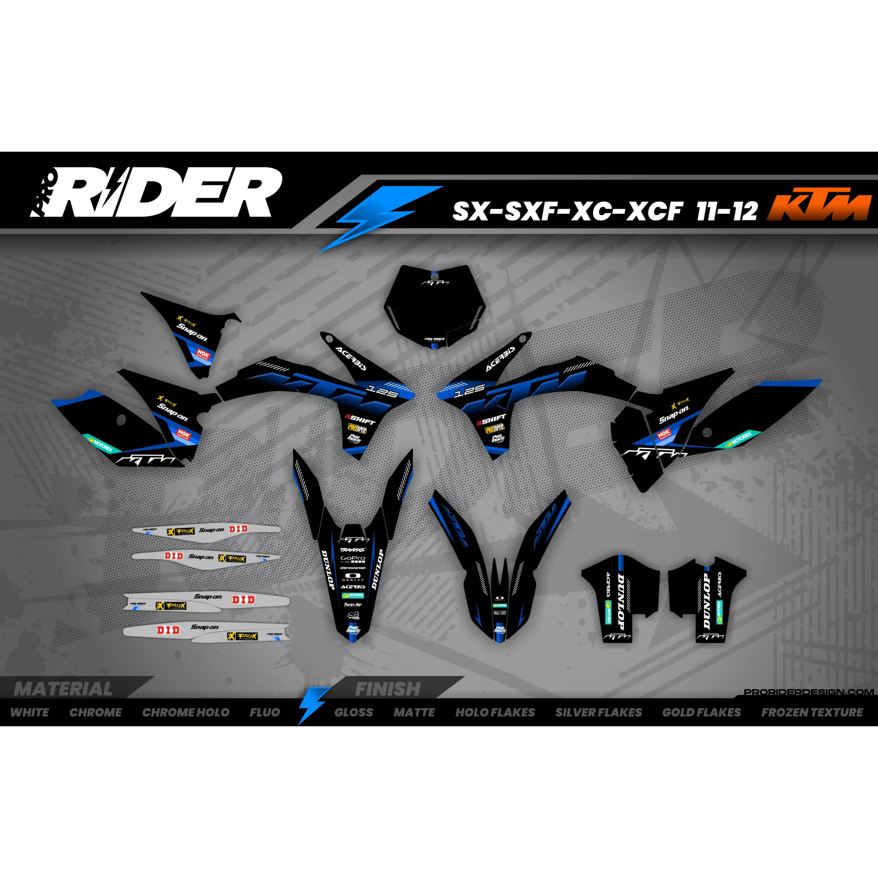 Kit adesivos moto Kit adesivos Motocross KTM SX SXF EXC | Shadow Edition | Black blue