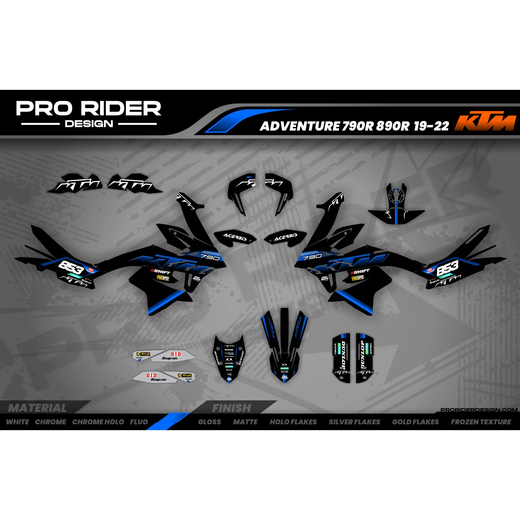 Kit adhesivos moto Kit adhesivos Motocross KTM SX SXF EXC | Shadow Edition | Black blue