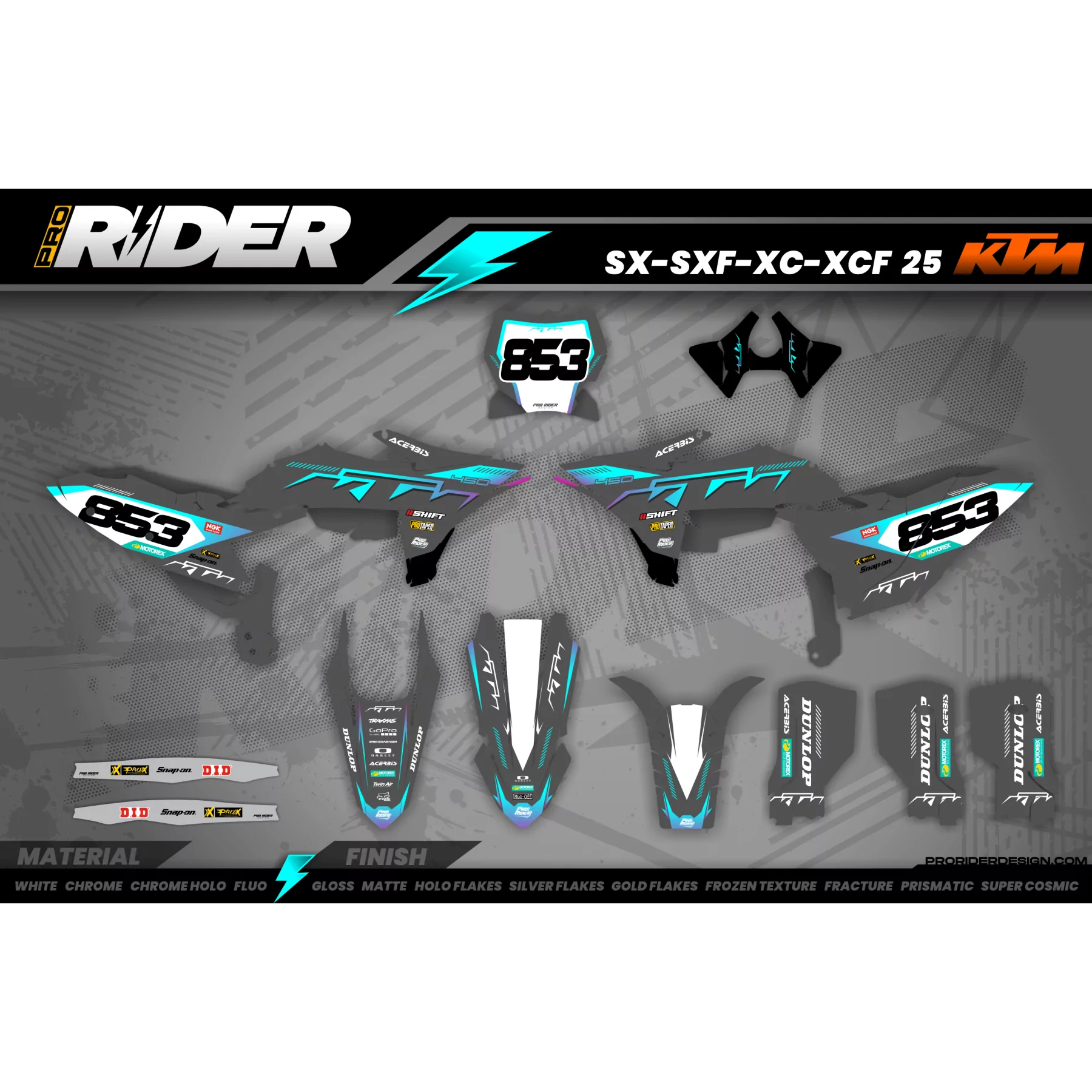 Grafiche moto grafiche Motocross KTM SX SXF EXC | Shadow Edition | Grey teal