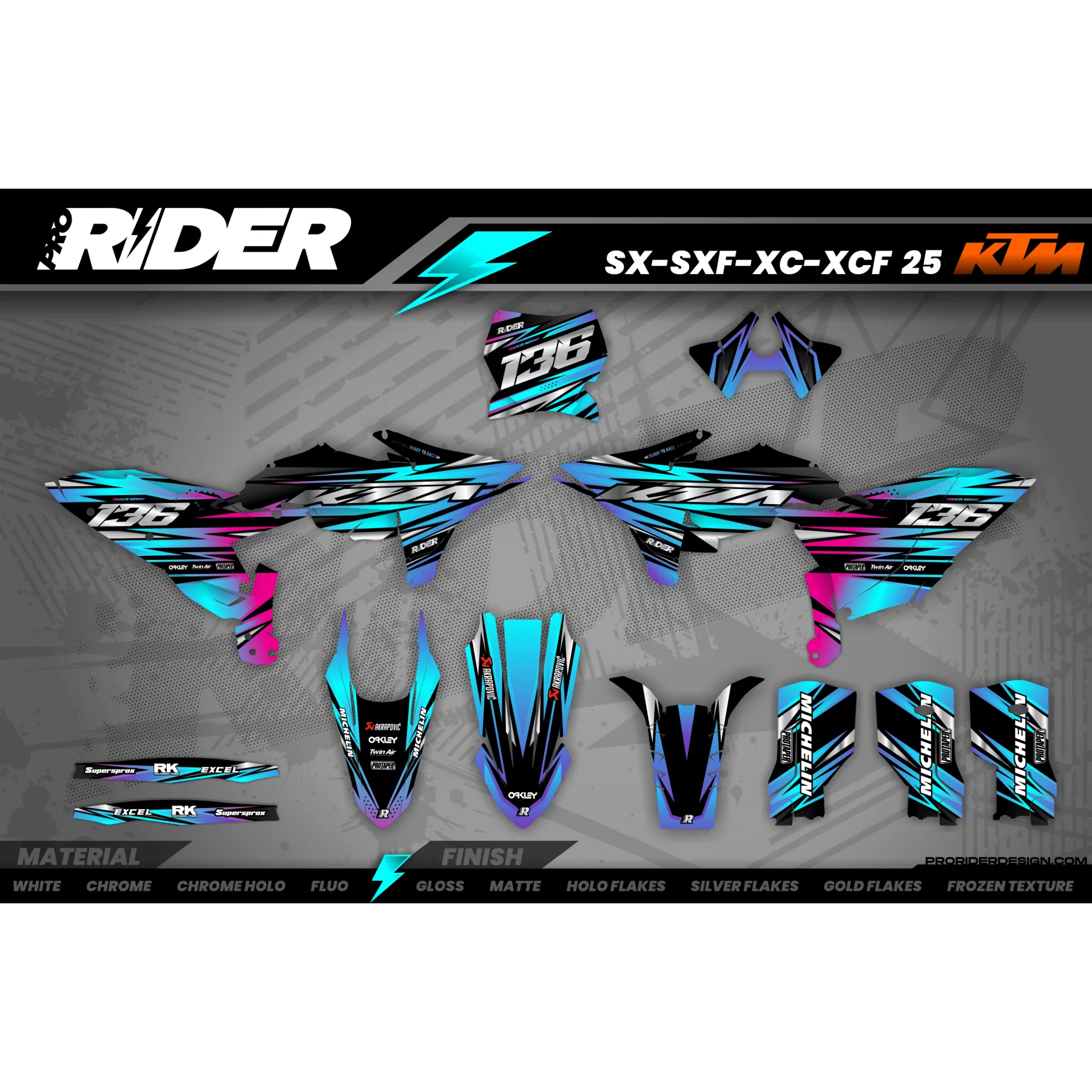 Grafiche moto GRAFICHE MOTOCROSS KTM BLUE LUMEN