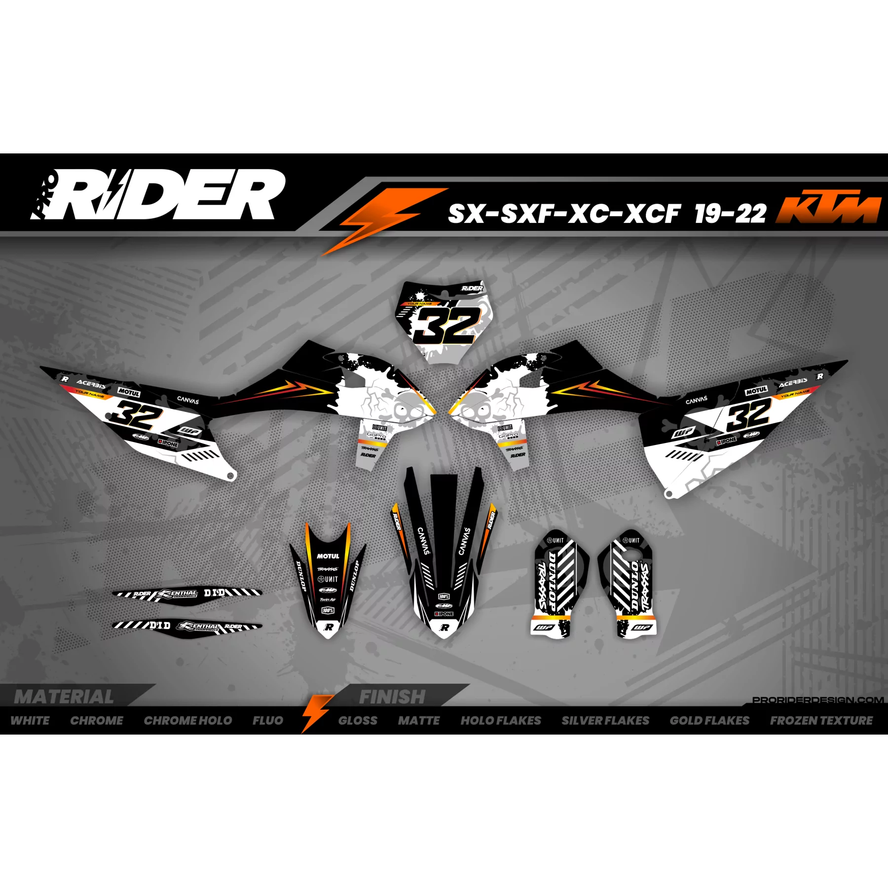 Grafiche moto GRAFICHE MOTOCROSS KTM ORANGE SKULL