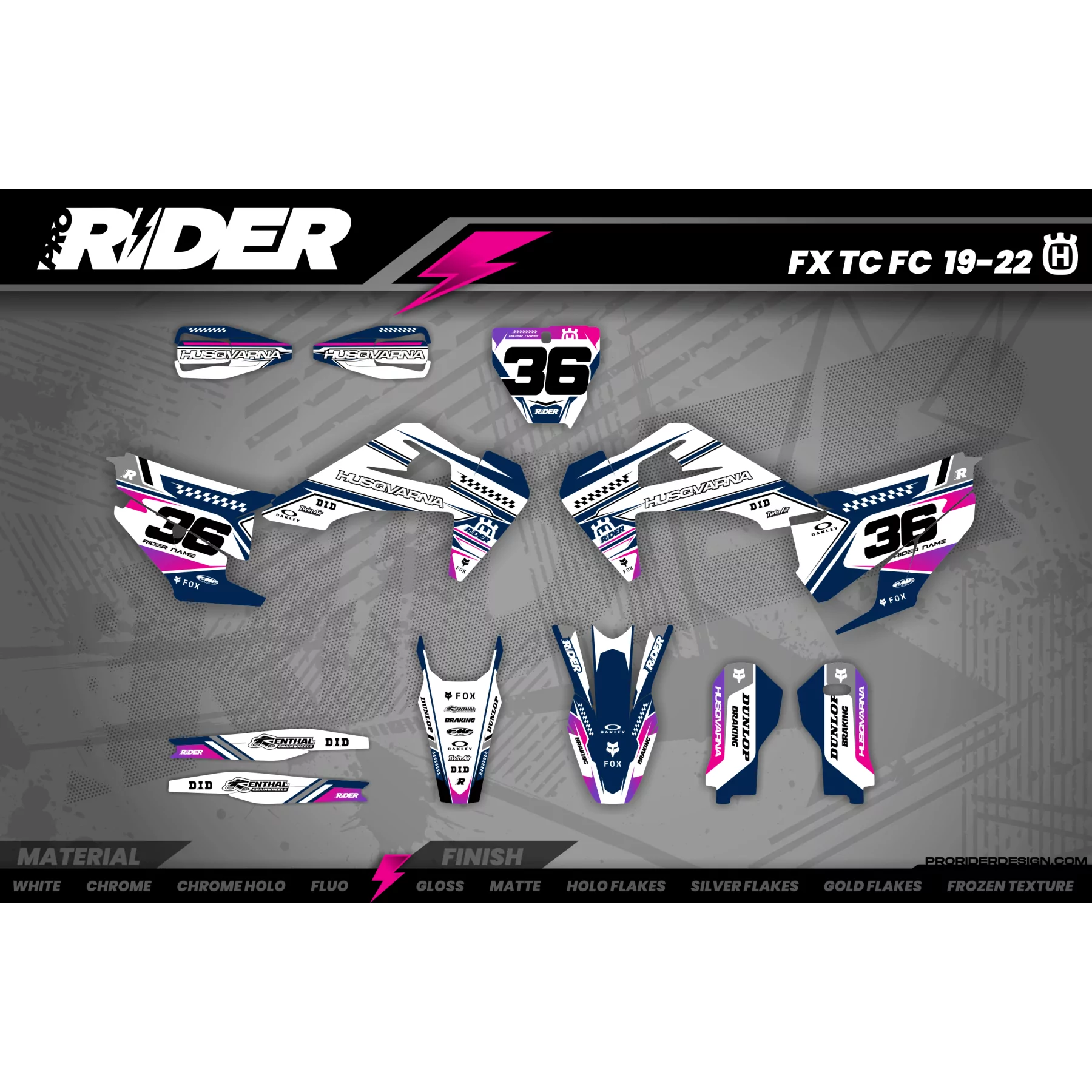 Kit adhesivos moto KIT ADHESIVOS MOTOCROSS HUSQVARNA BLUE ORIGIN