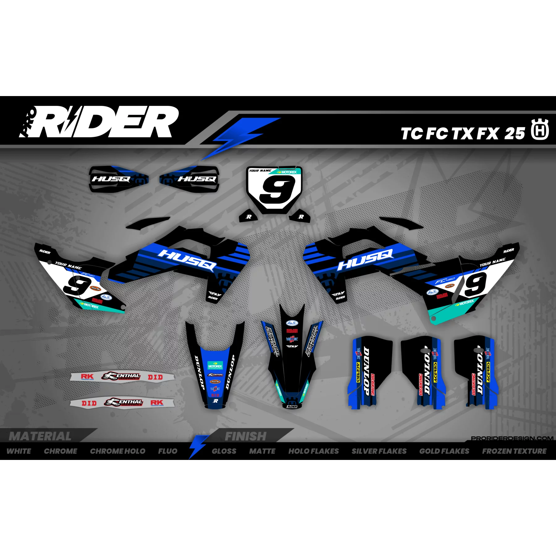 Kit adesivos moto KIT ADESIVOS MOTOCROSS HUSQVARNA BLUE SOURCE