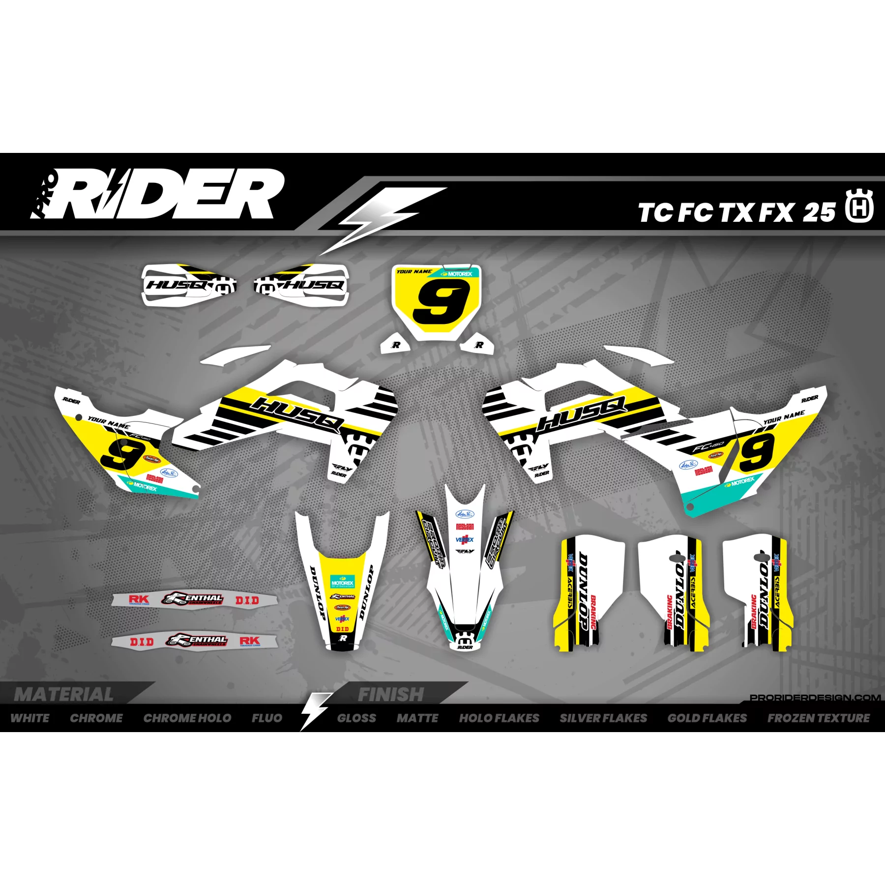 Stickerset moto STICKERSET MOTOCROSS HUSQVARNA BLACK & YELLOW SOURCE