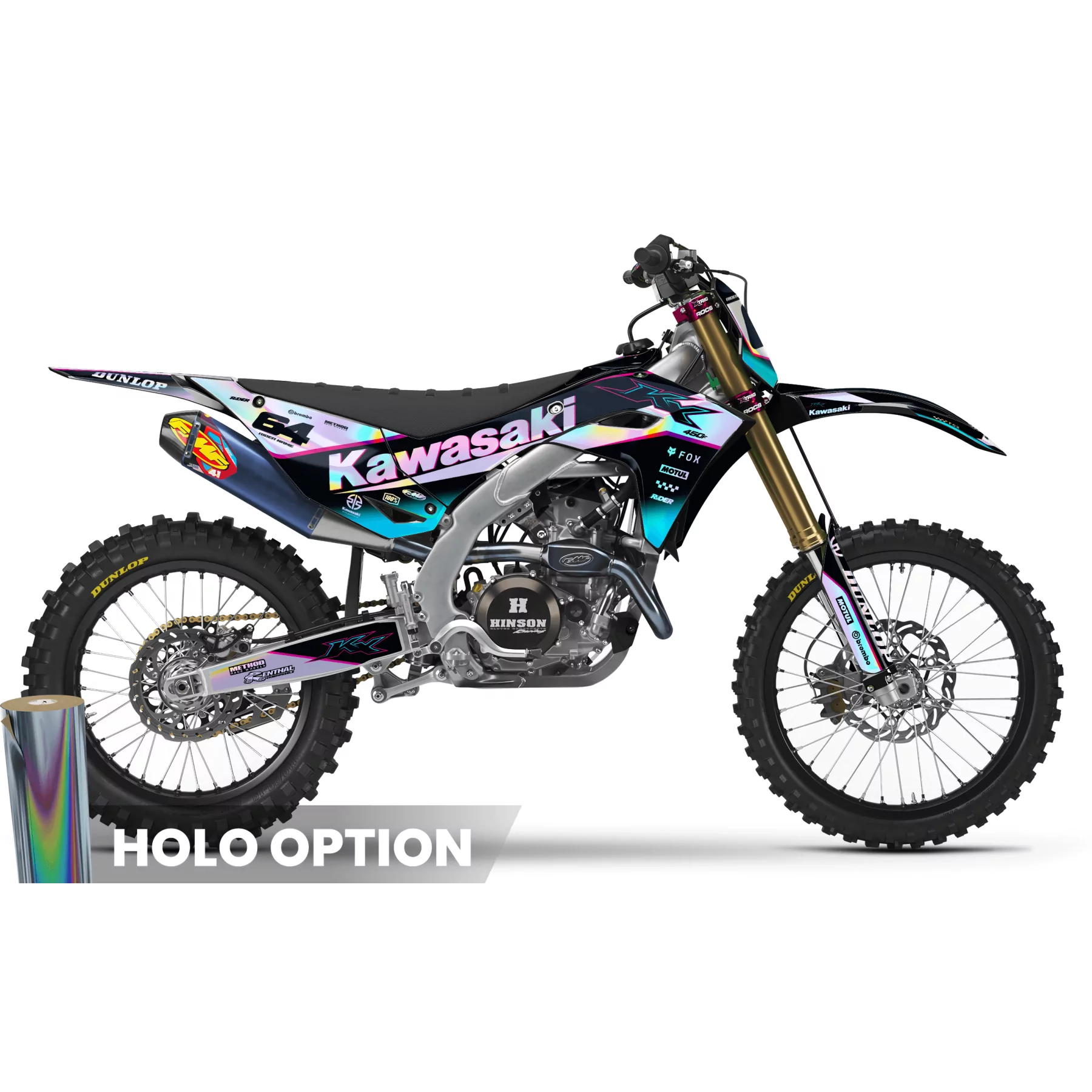 Stickerset moto STICKERSET MOTOCROSS KAWASAKI TEAL CORE