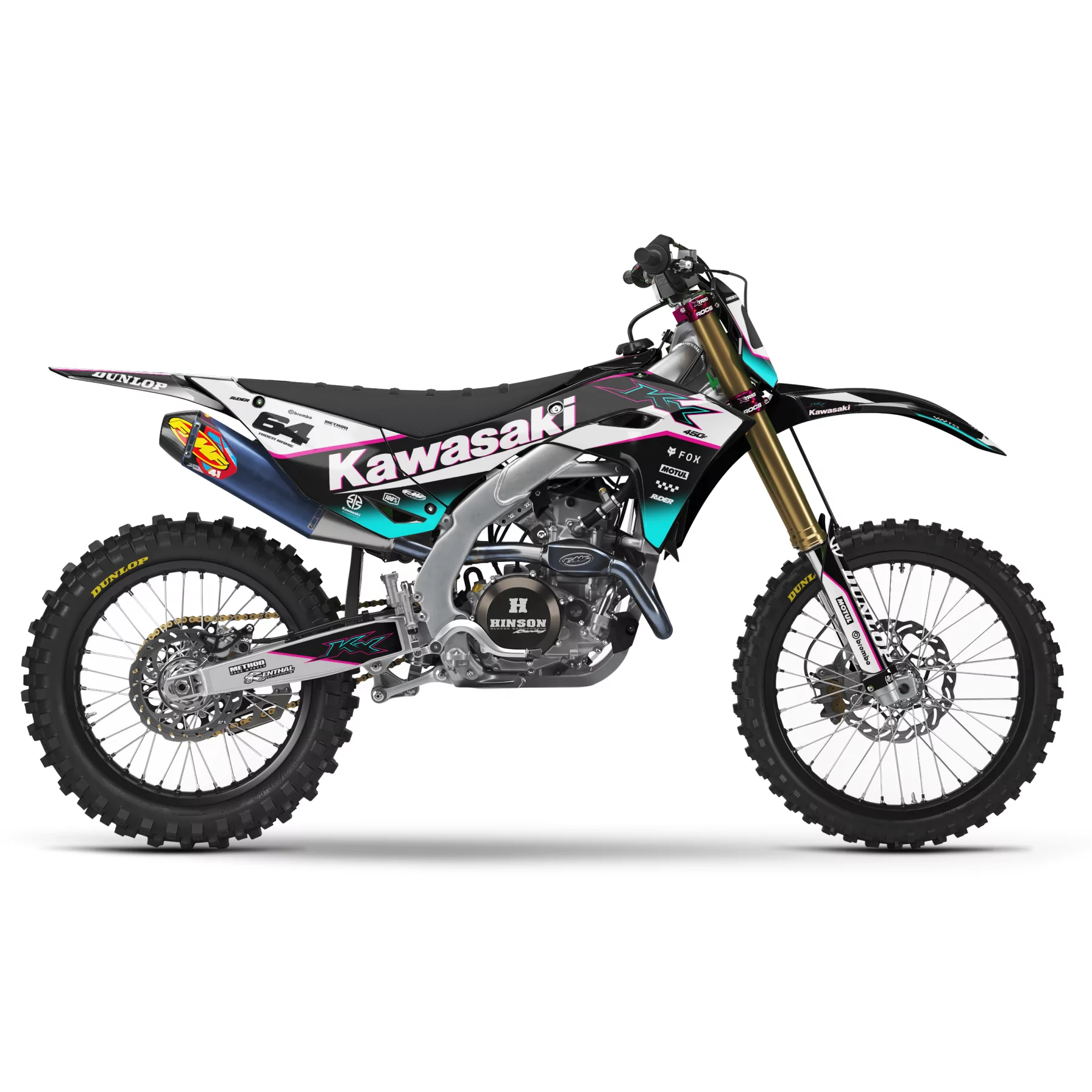 Stickerset moto STICKERSET MOTOCROSS KAWASAKI TEAL CORE