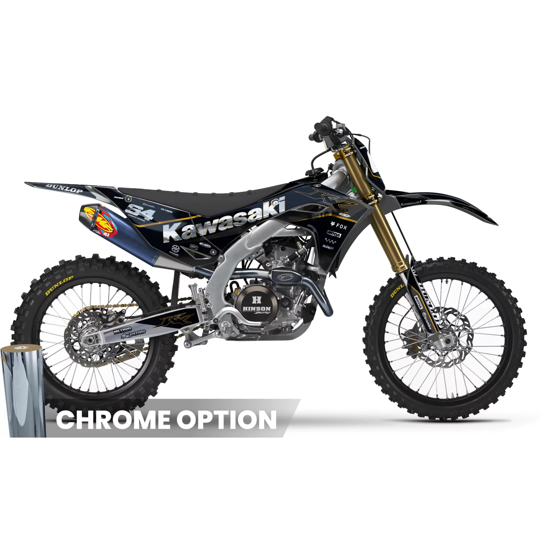 Stickerset moto STICKERSET MOTOCROSS KAWASAKI GOLD CORE