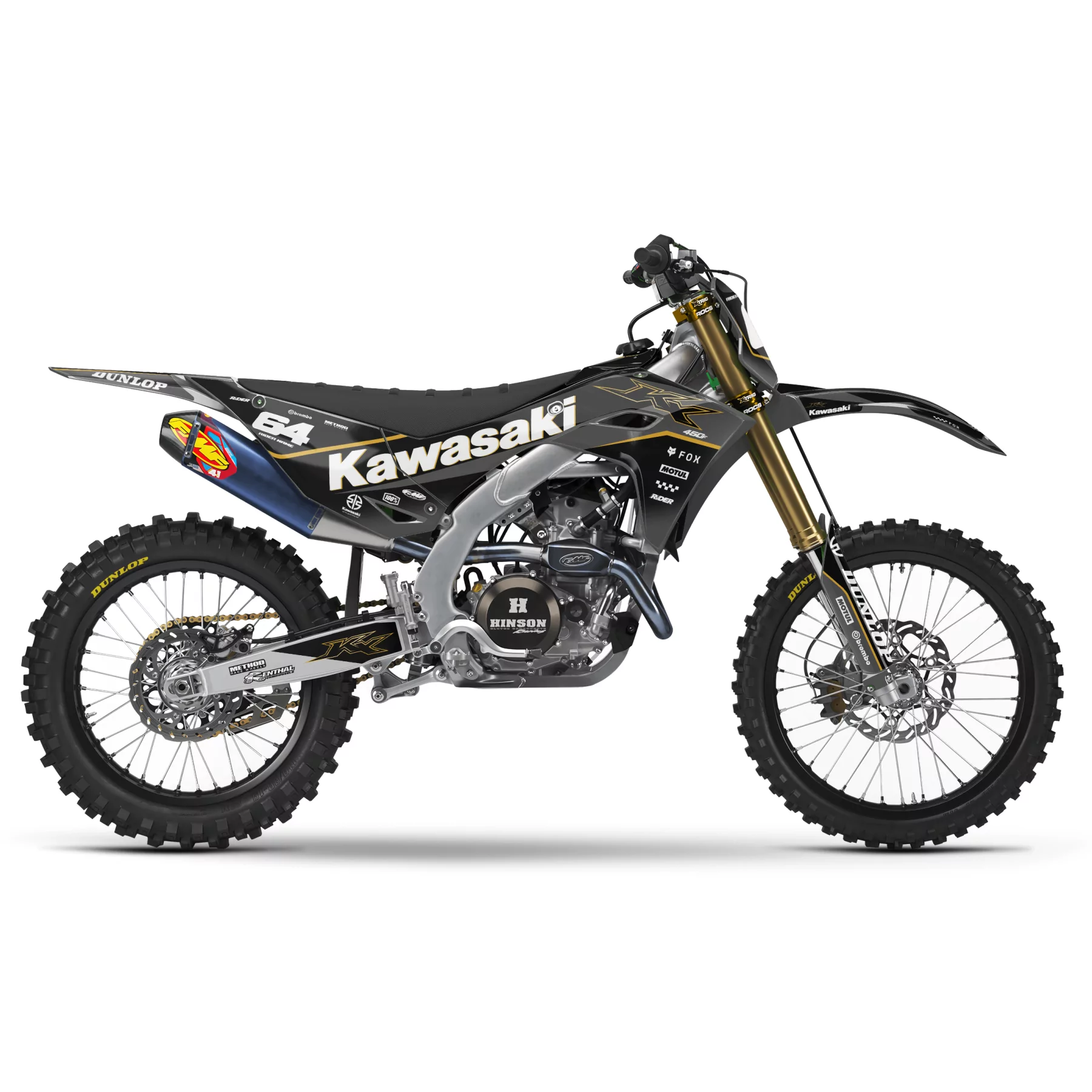 Stickerset moto STICKERSET MOTOCROSS KAWASAKI GOLD CORE