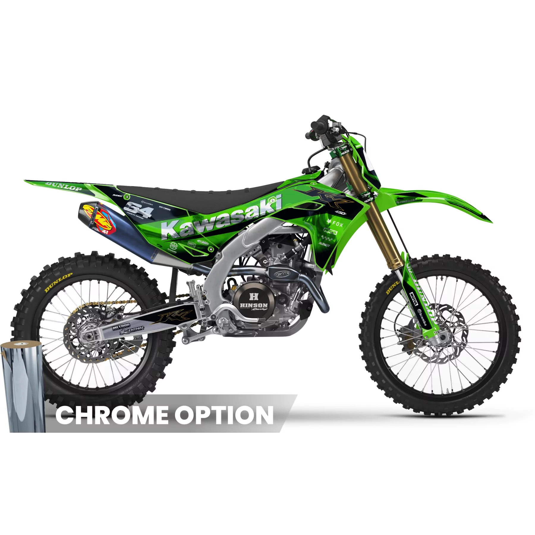 Kit adesivos moto KIT ADESIVOS MOTOCROSS KAWASAKI GREEN CORE