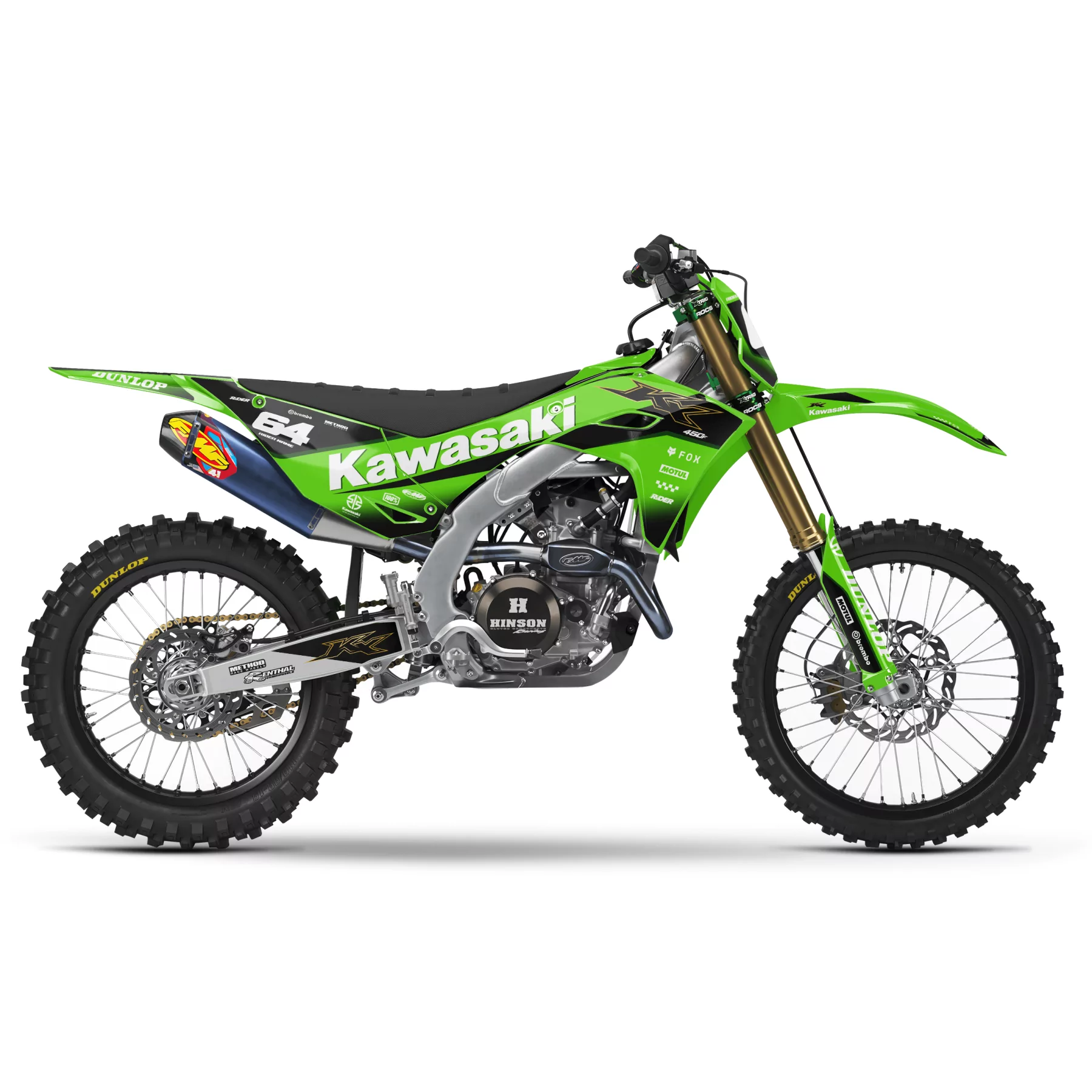 Kit adesivos moto KIT ADESIVOS MOTOCROSS KAWASAKI GREEN CORE