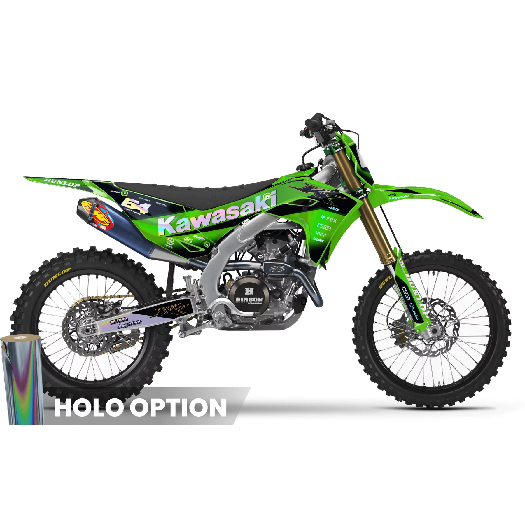 Kit adesivos moto KIT ADESIVOS MOTOCROSS KAWASAKI GREEN CORE