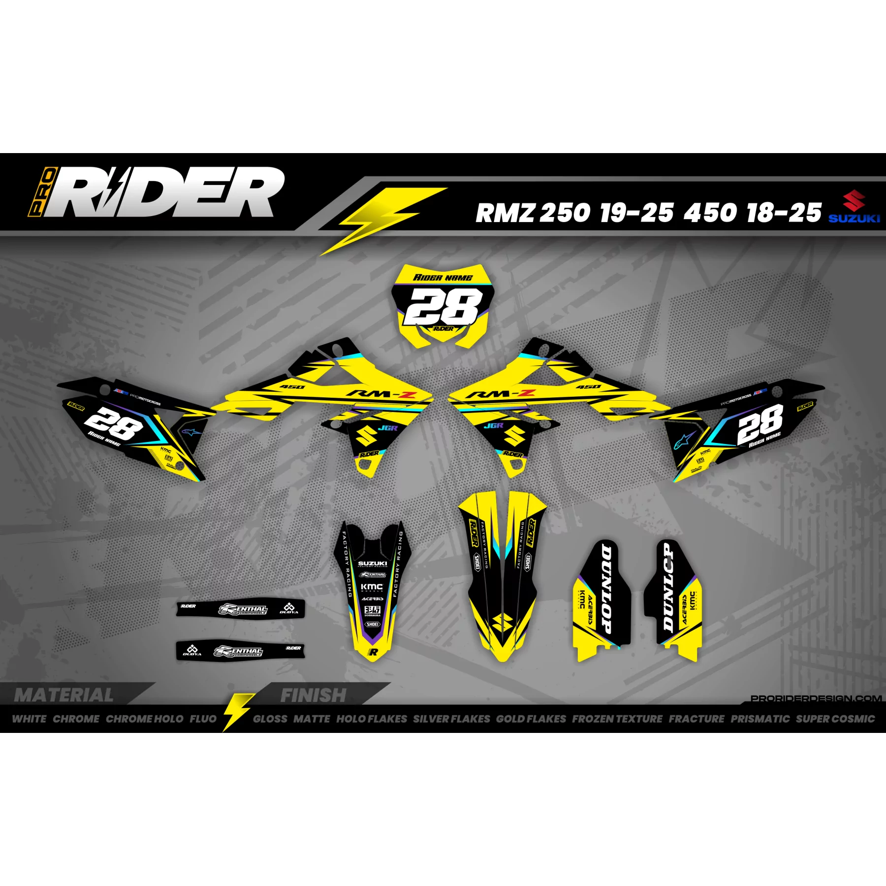 Stickerset moto STICKERSET MOTOCROSS SUZUKI CYAN FIRM