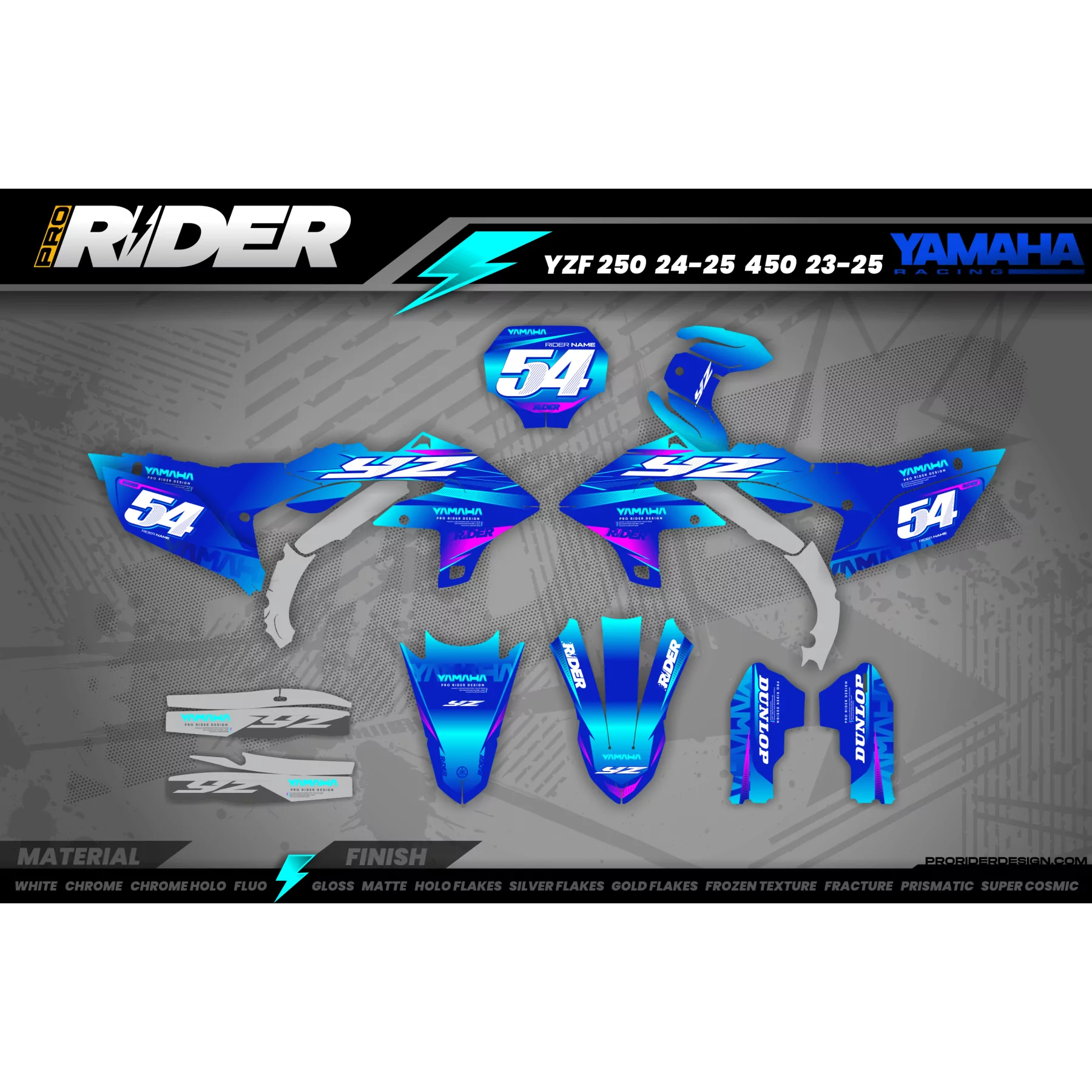 Kit adesivos moto KIT ADESIVOS Motocross YAMAHA BLUE BOLD