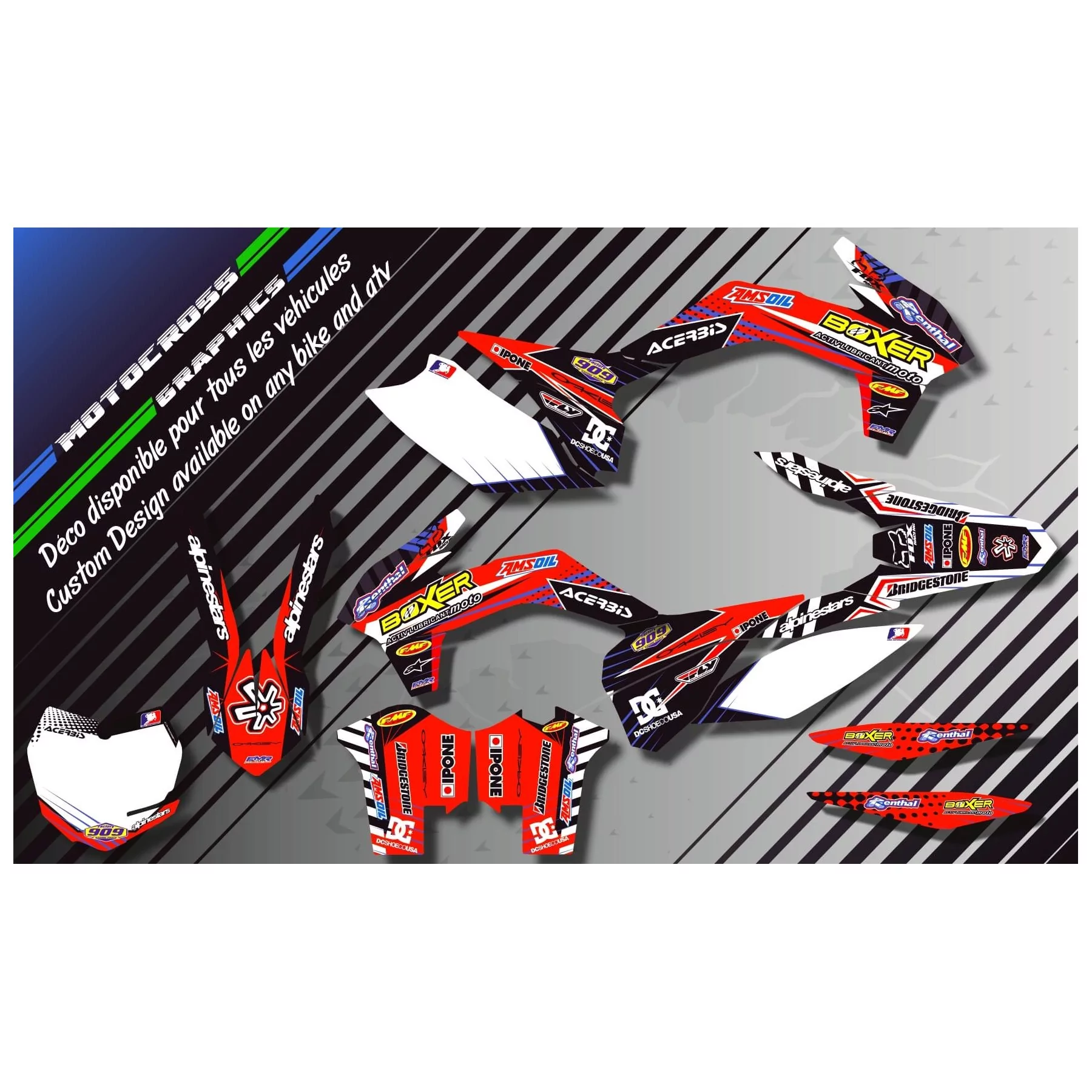 Kit adesivos moto KIT ADESIVOS QUAD BOXER VERMELHO (REF:PRDA1A)