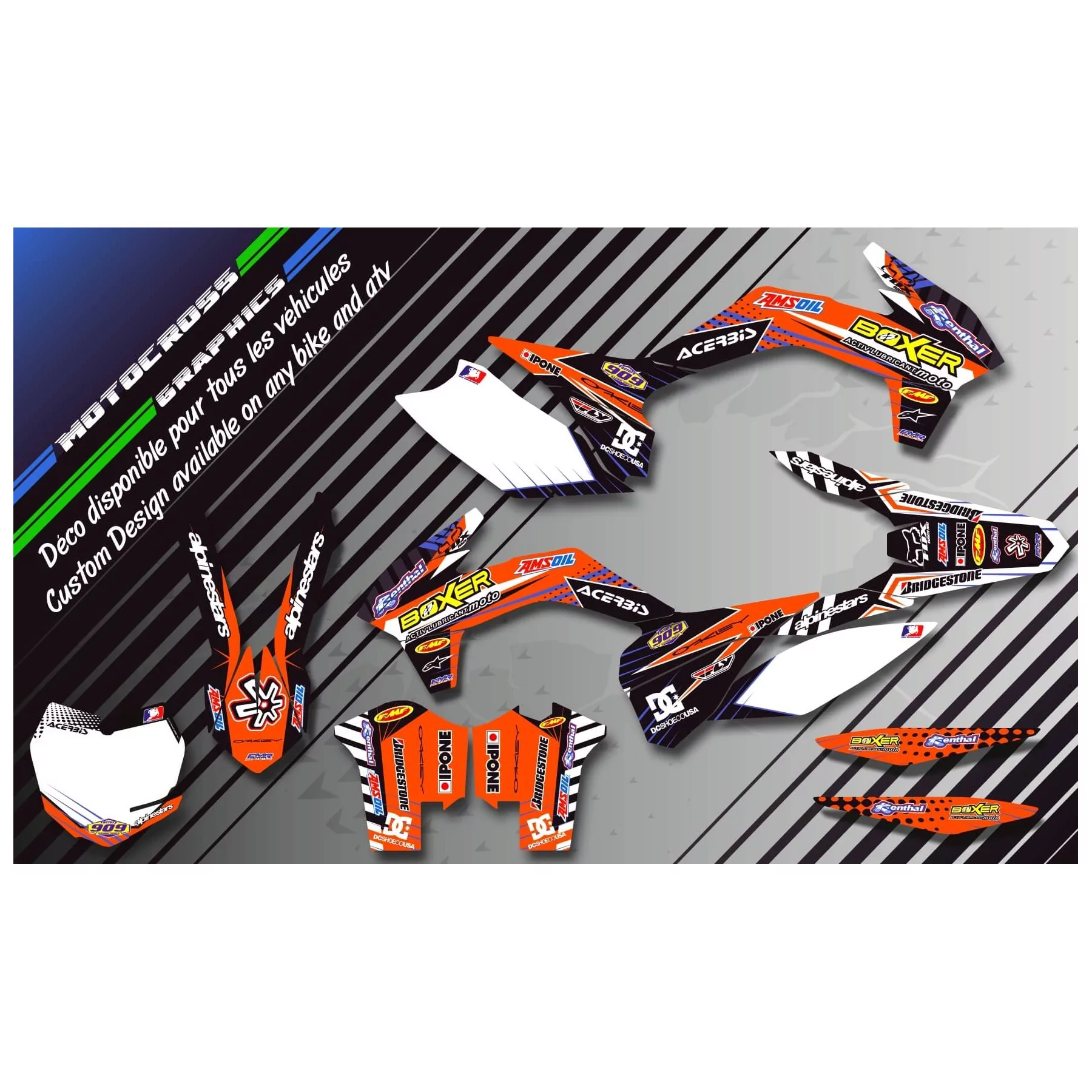 Kit déco moto KIT DECO QUAD BOXER ORANGE (REF:PRDA1C)
