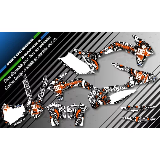 Kit adesivos moto KIT ADESIVOS QUAD DC B&W LARANJA (REF:PRDA15C)