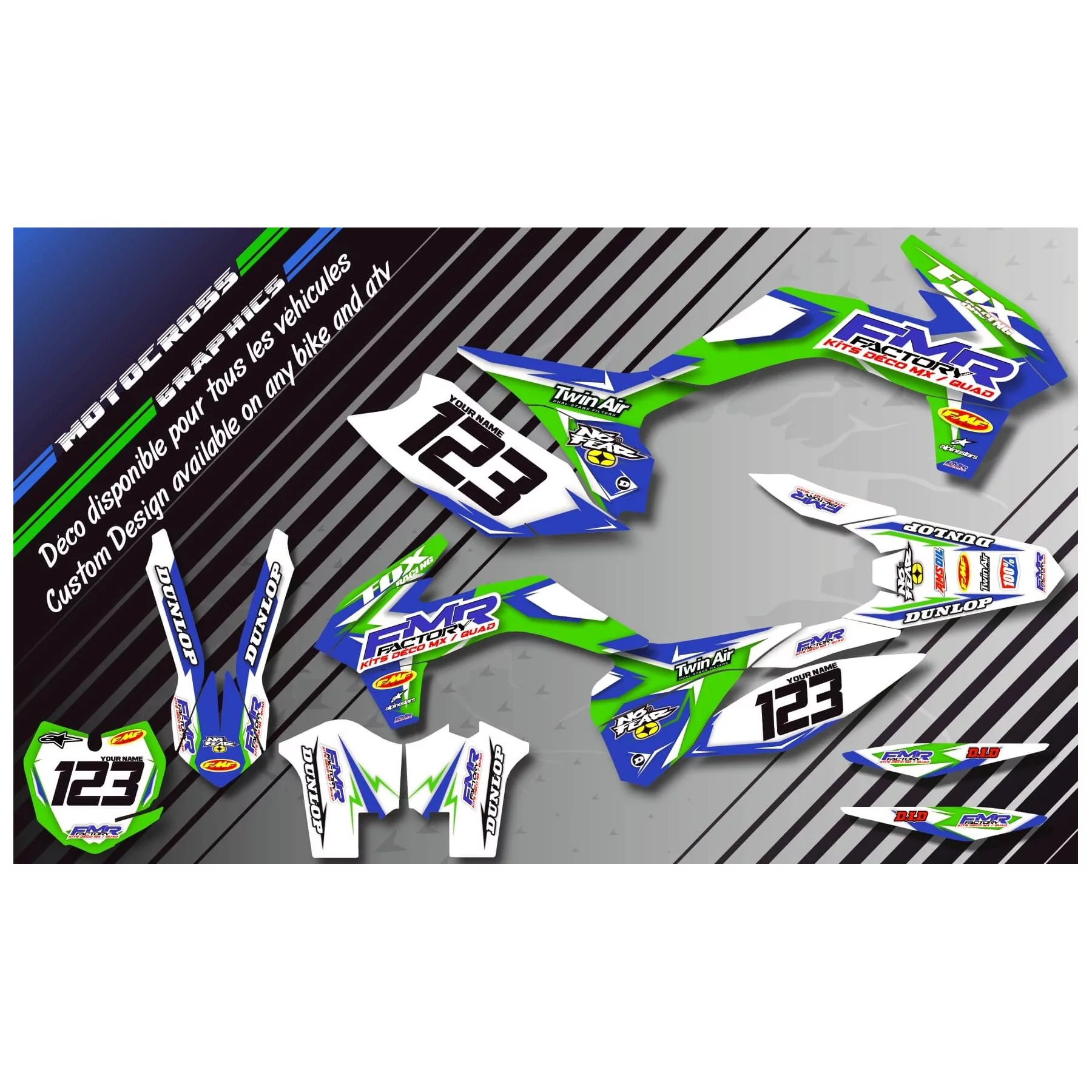 Kit adesivos moto KIT ADESIVOS QUAD FMR FACTORY VERDE (REF:PRDA13B)