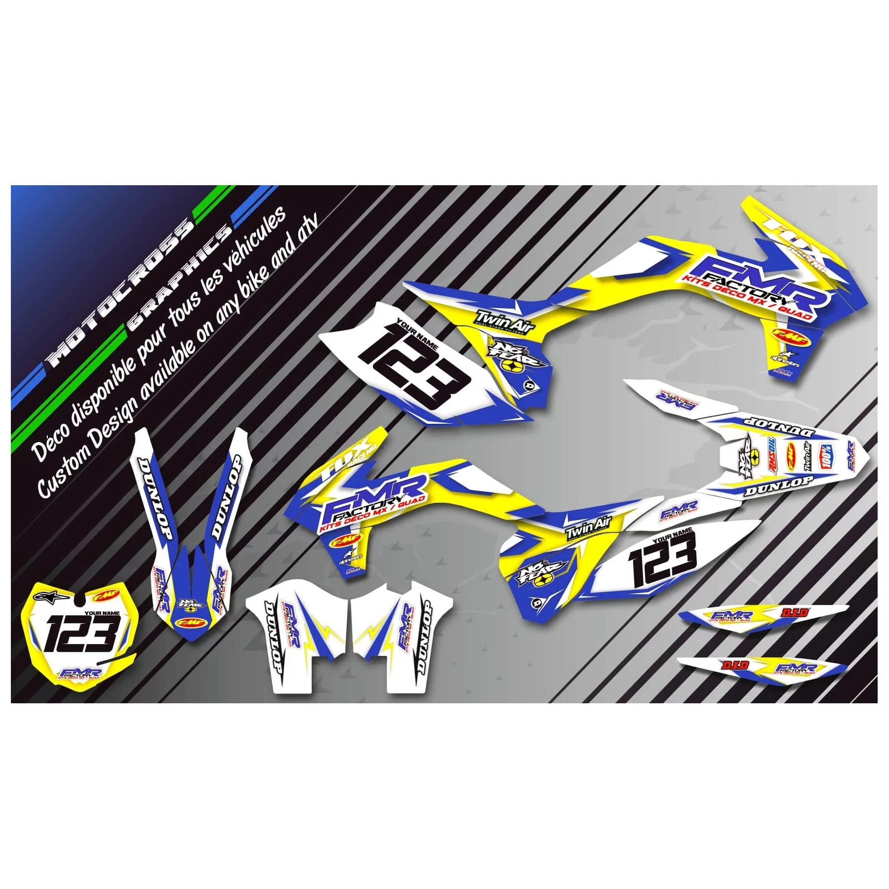 Dekor Motorrad Dekor QUAD FMR FACTORY GELB (REF:PRDA13D)