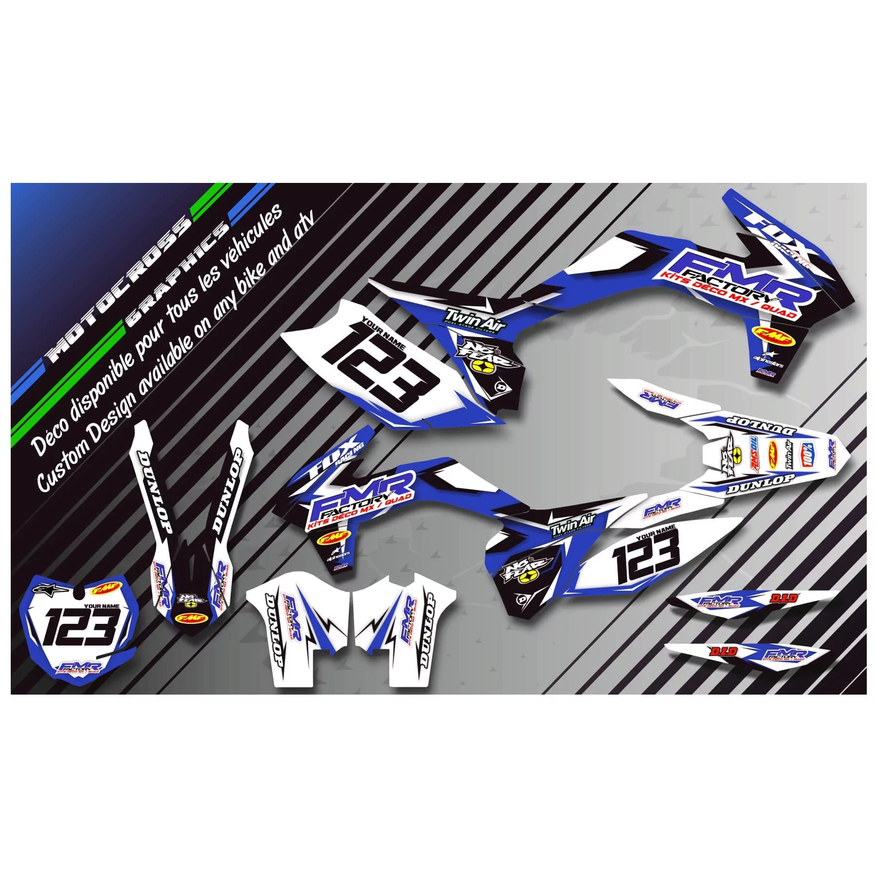 STICKERSET motor Stickerset QUAD FMR FACTORY BLAUW (REF:PRDA13E)