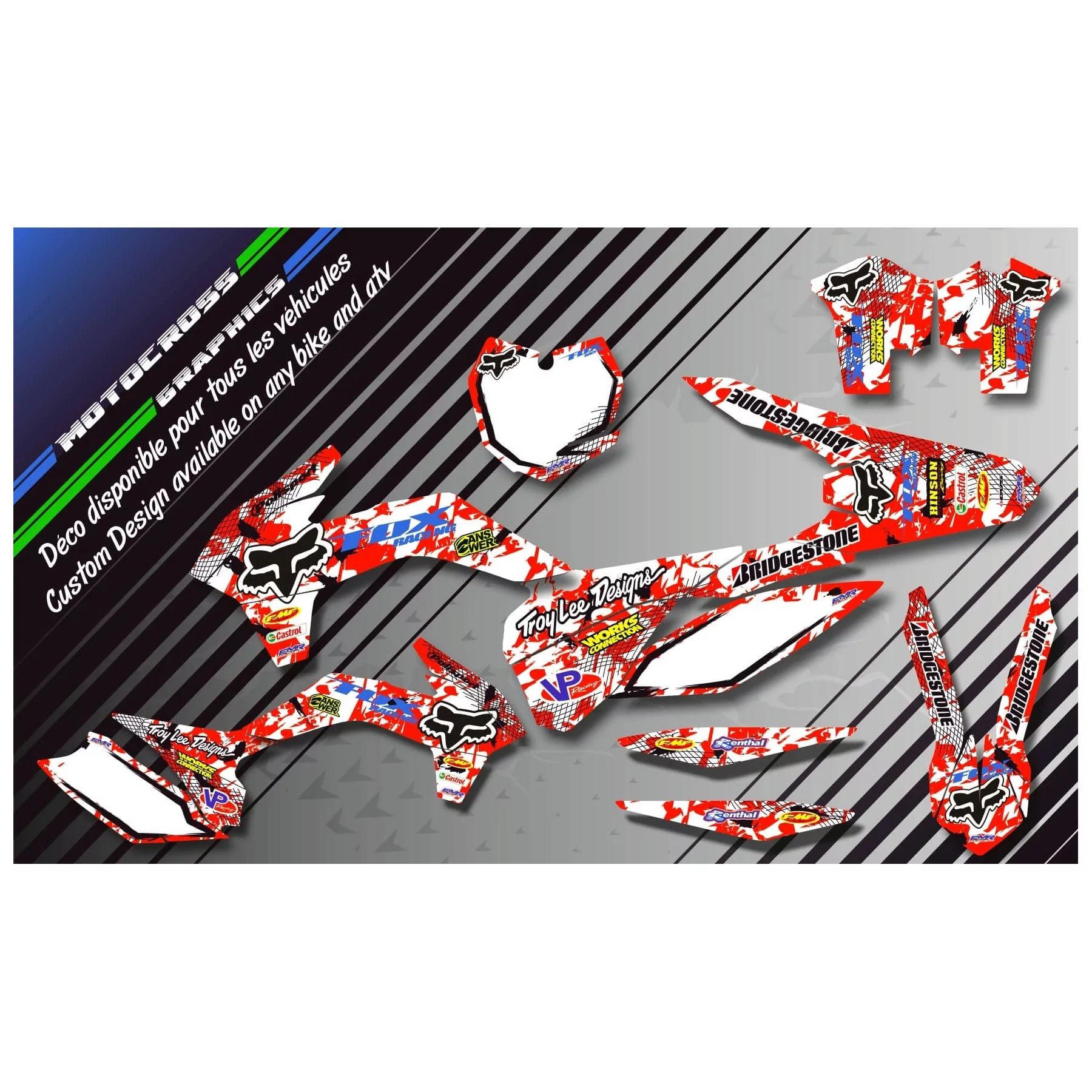 Stickerset motor STICKERSET QUAD FOX CAMO ROOD (REF:PRDA9A)
