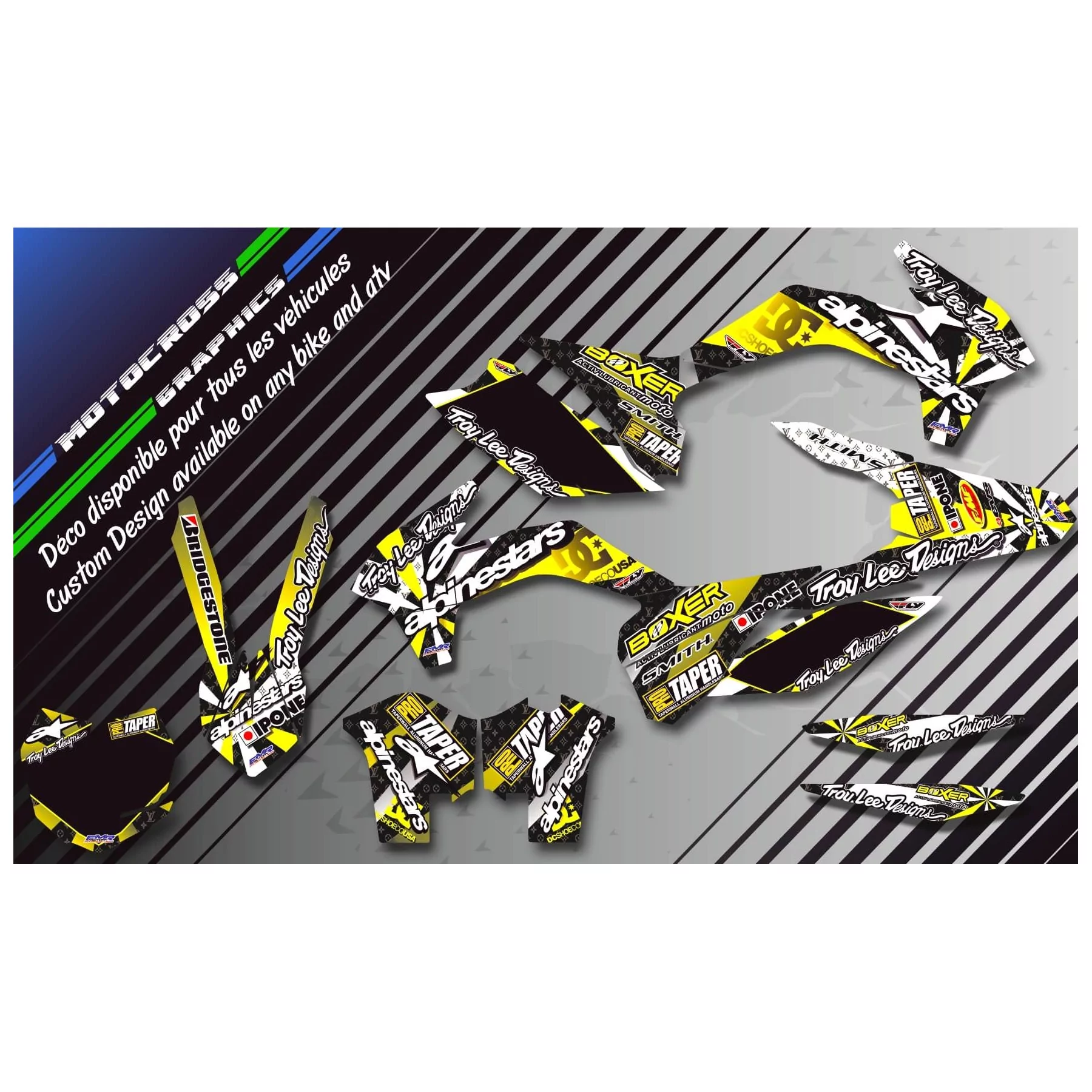 STICKERSET motor Stickerset QUAD ALPINESTARS GEEL (REF:PRDA4E)
