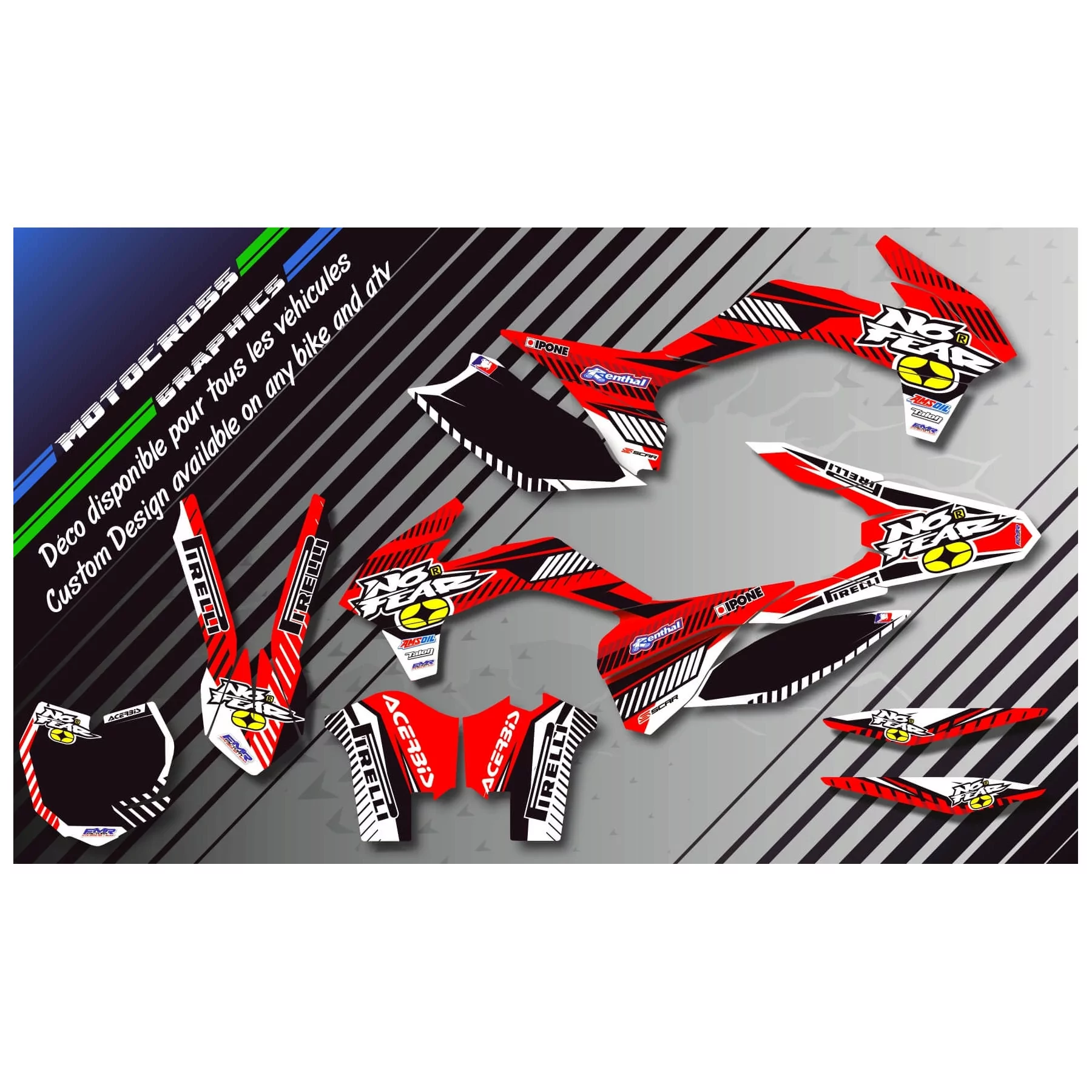 Kit déco moto KIT DECO QUAD no fear ROUGE (REF:PRDA5B)