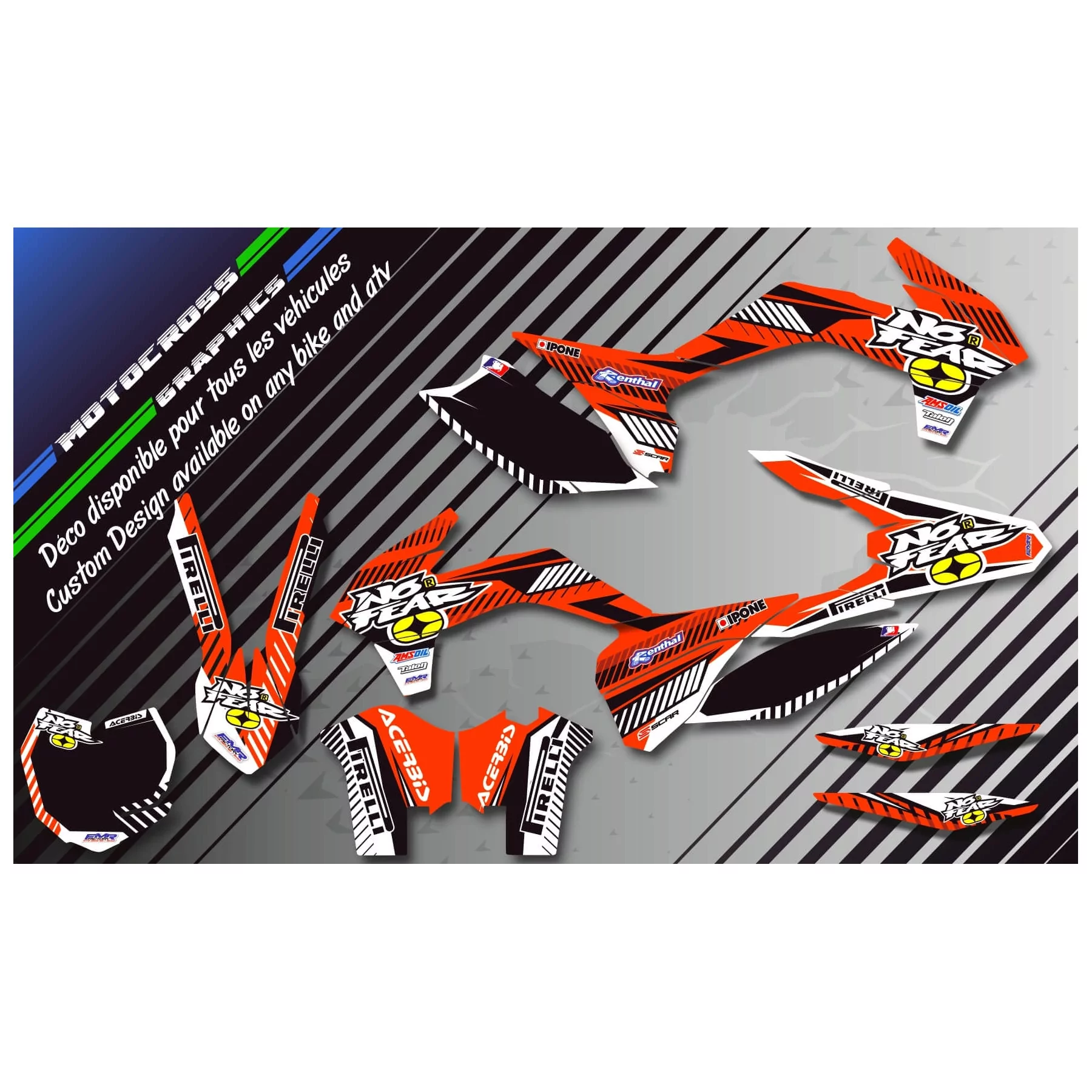 DEKOR Motorrad Dekor QUAD no fear ORANGE (REF:PRDA5A)