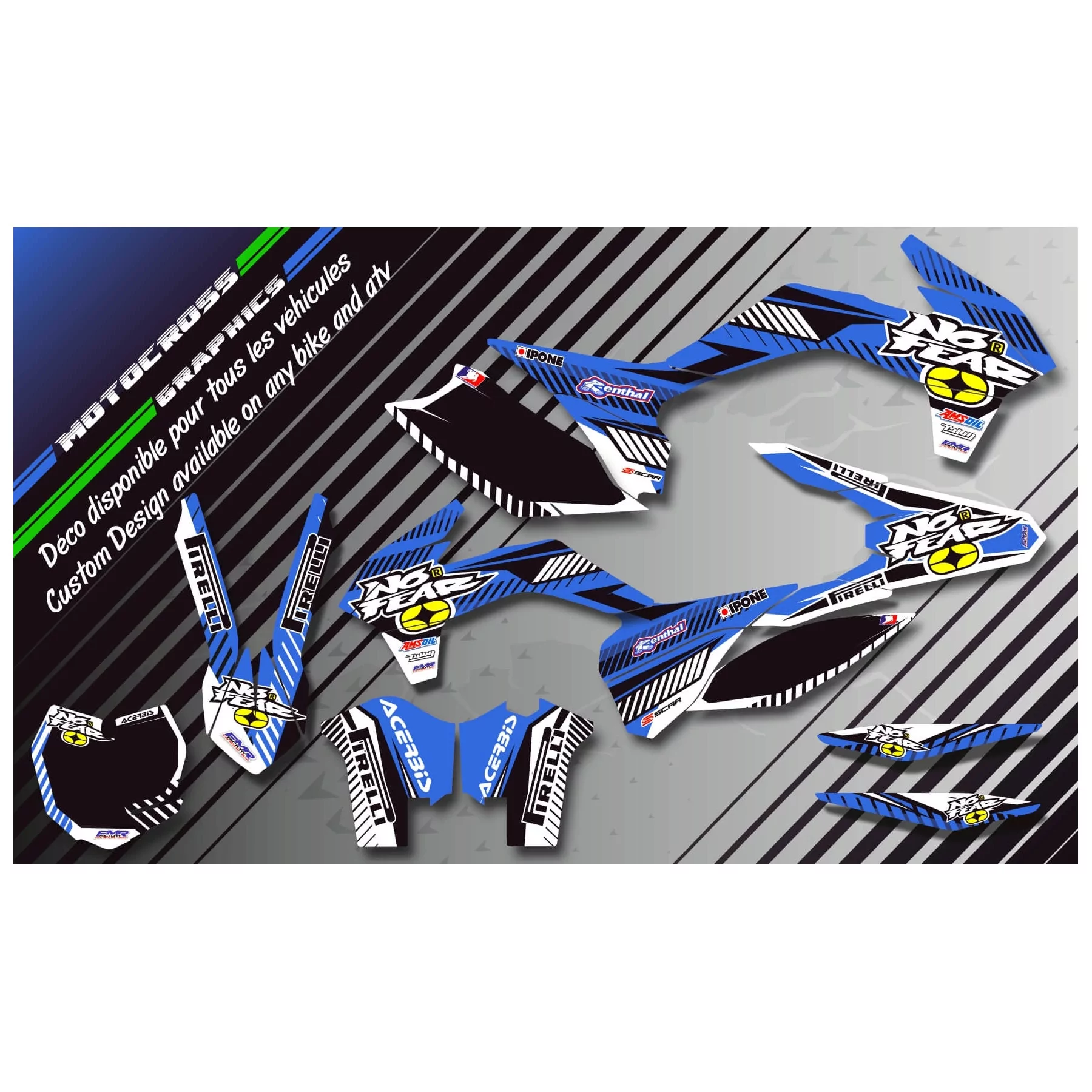 Kit déco moto KIT DECO QUAD no fear BLEU (REF:PRDA5E)
