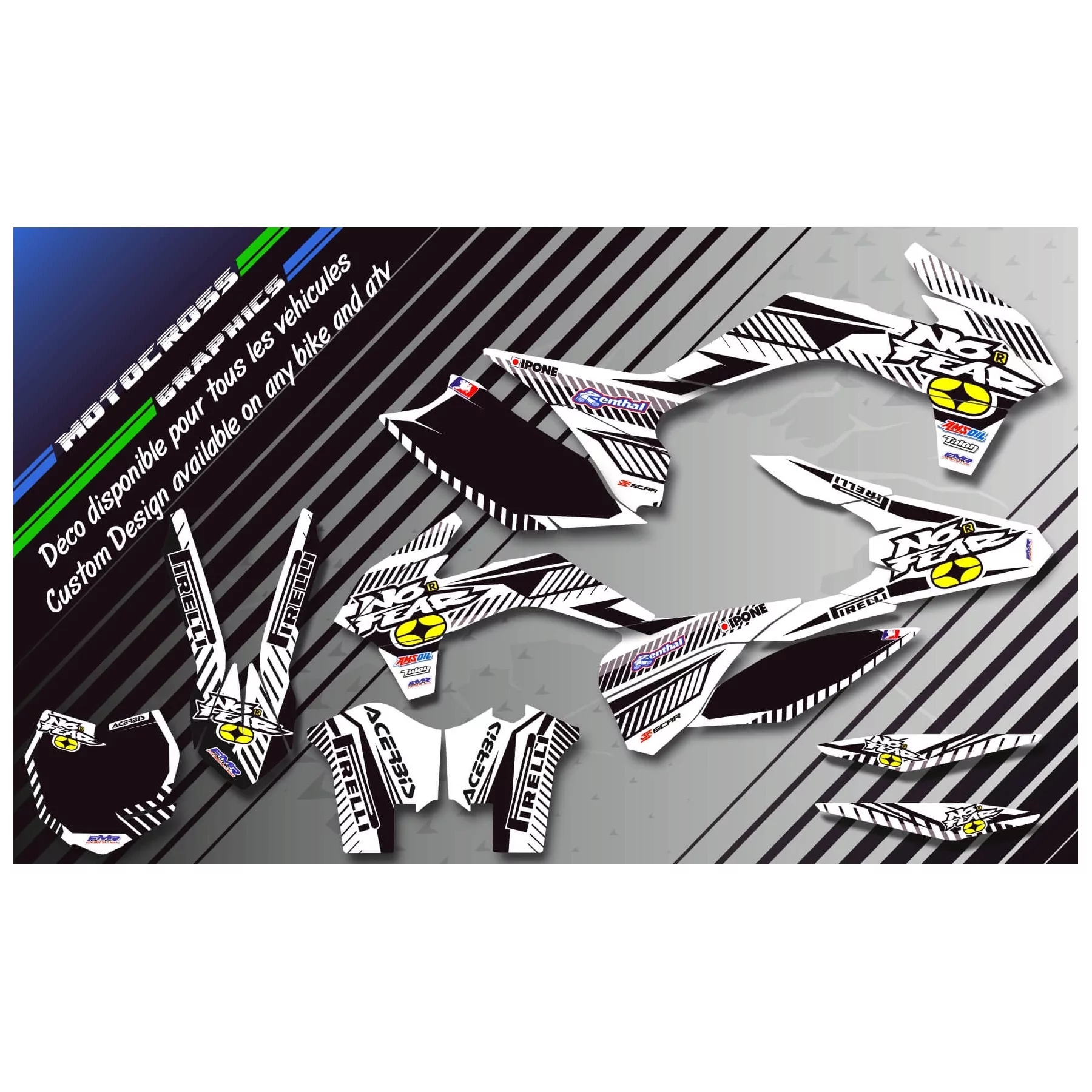 DEKOR Motorrad Dekor QUAD no fear WEISS (REF:PRDA5F)