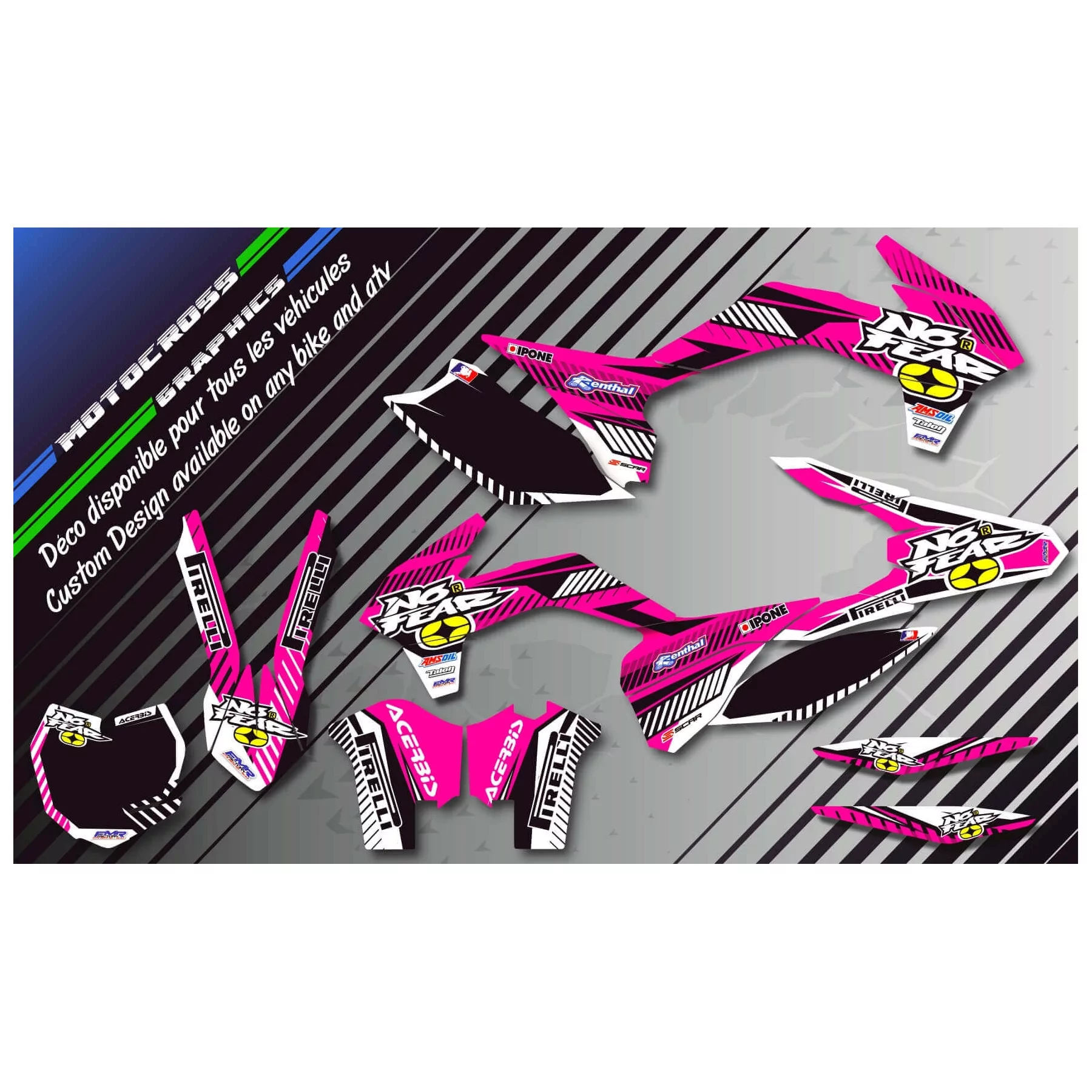 STICKERSET motor Stickerset QUAD no fear ROZE (REF:PRDA5G)