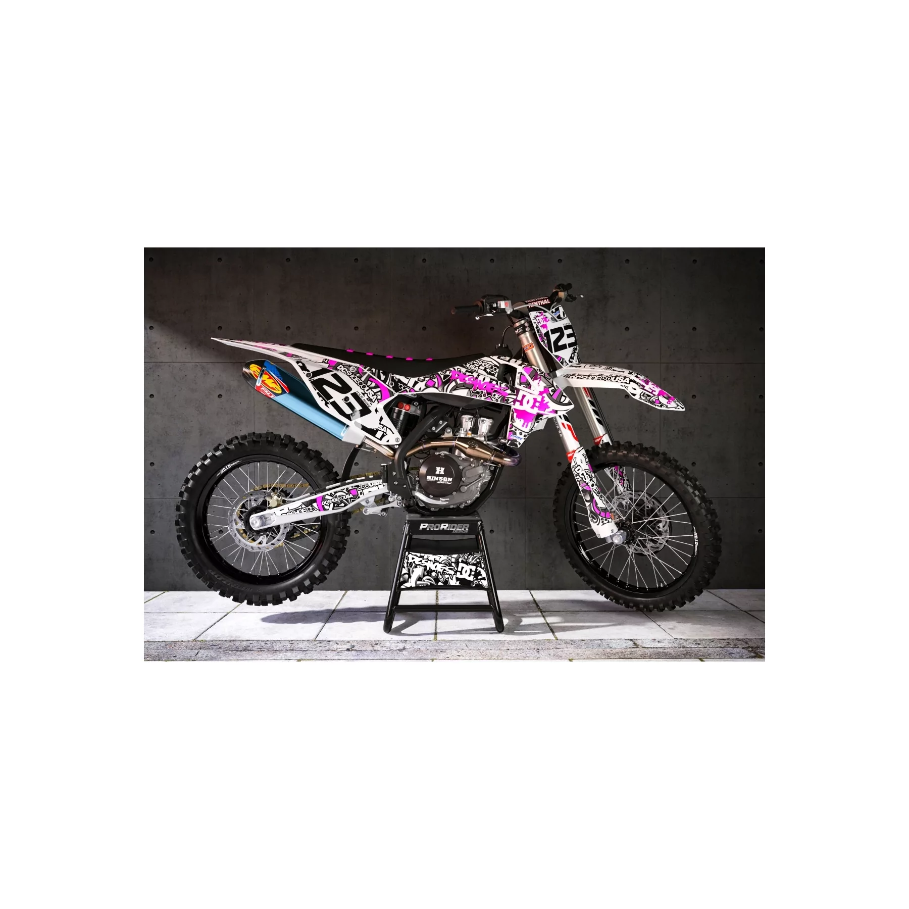 Kit déco moto KIT DECO MOTOCROSS DC B&W rose (ref:prda15p)