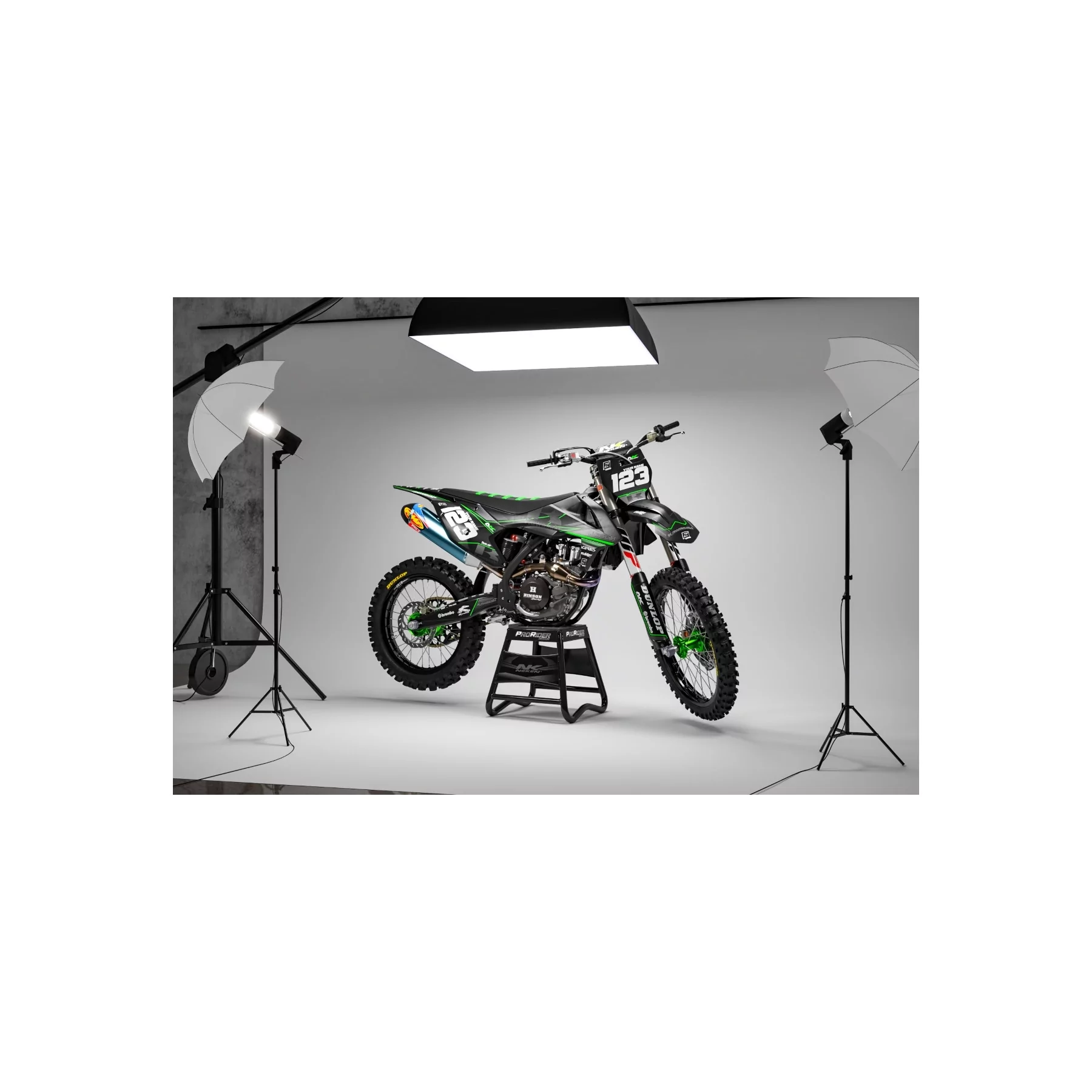 DEKOR Motorrad Dekor MOTOCROSS kawasaki FACTORY NEKEN BLACK MATE (ref:prda31b)