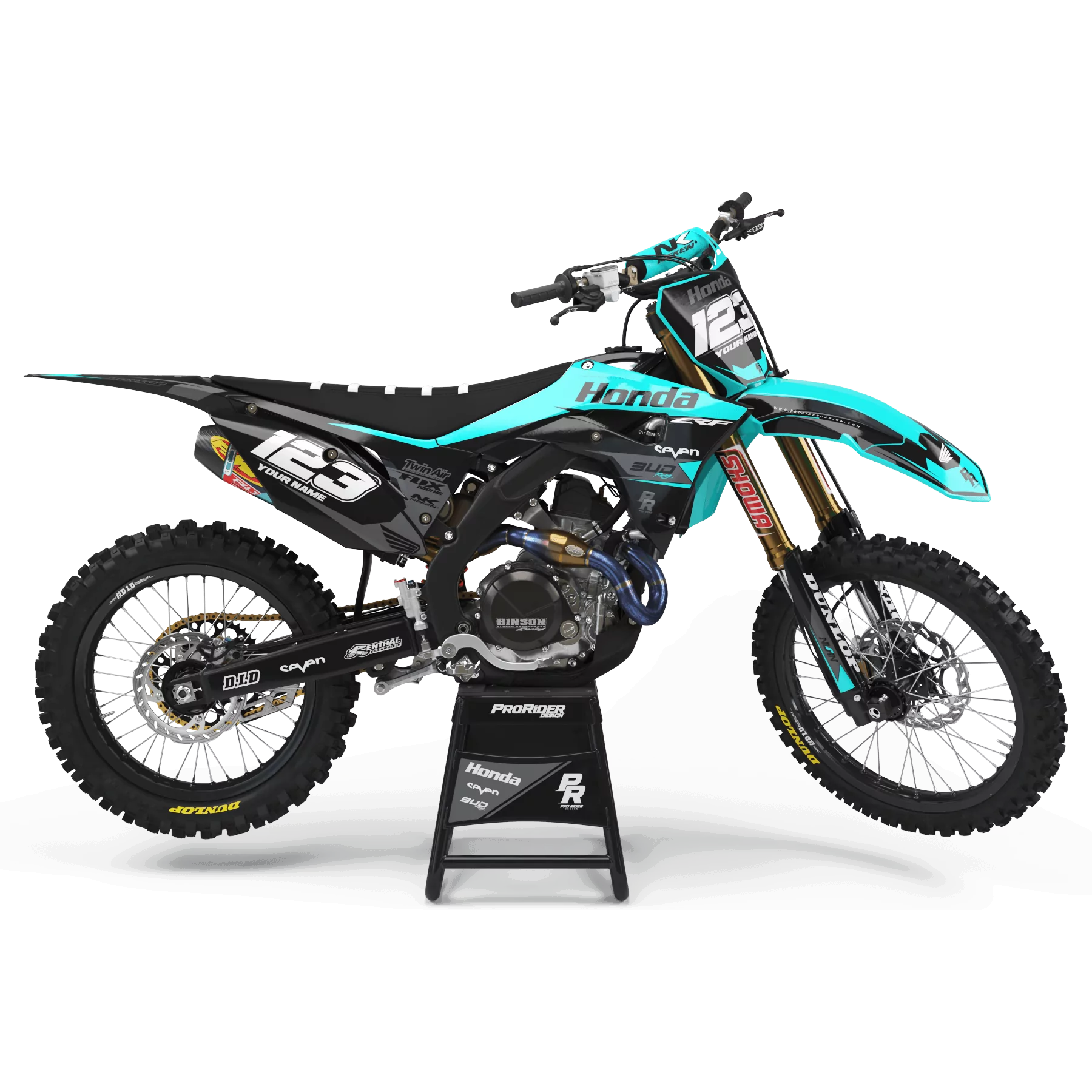 Kit adesivos moto KIT ADESIVOS Motocross HONDA BUD RACING PRETO|CIANO (REF:PRDA36A3)