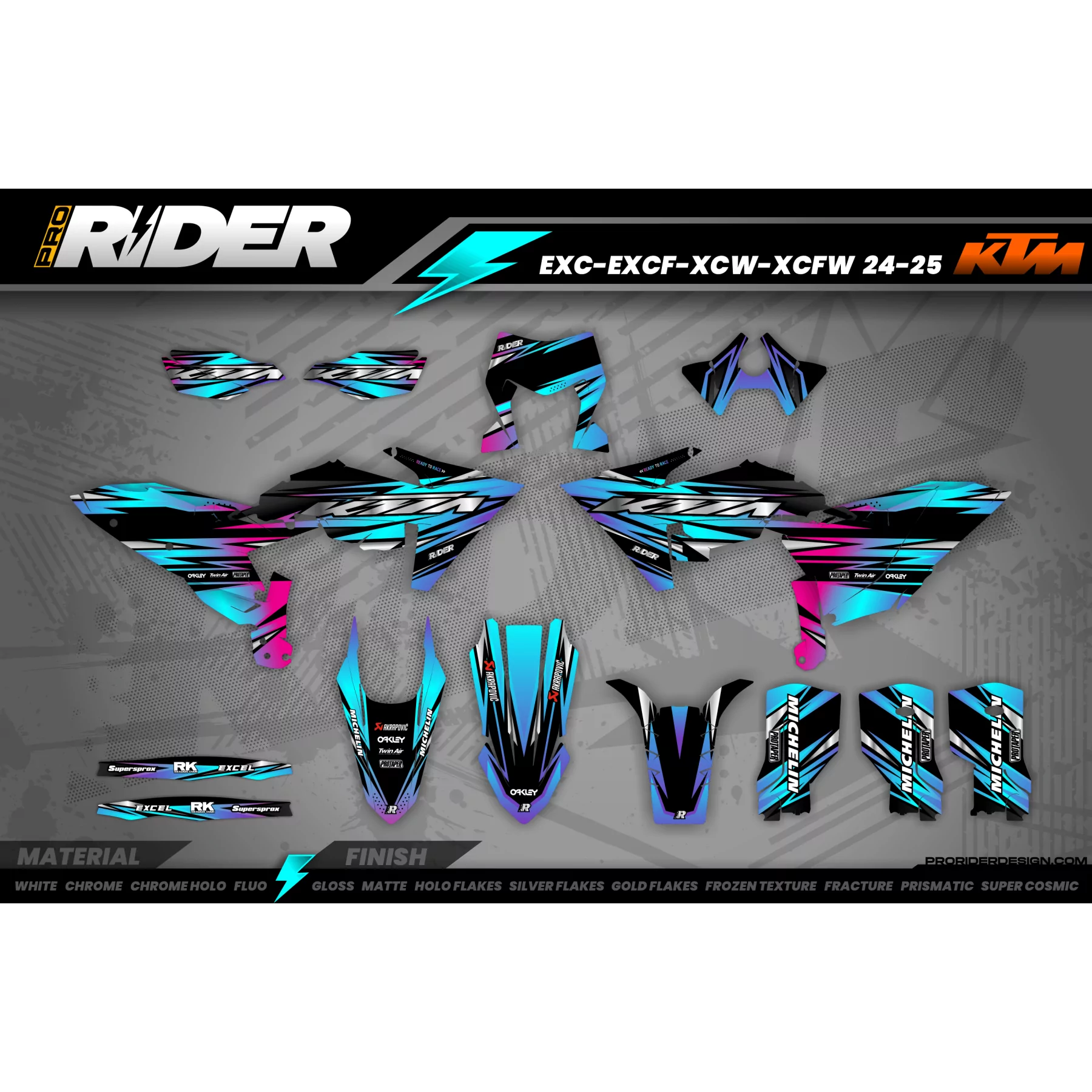 Stickerset motor STICKERSET MOTOCROSS KTM BLUE LUMEN