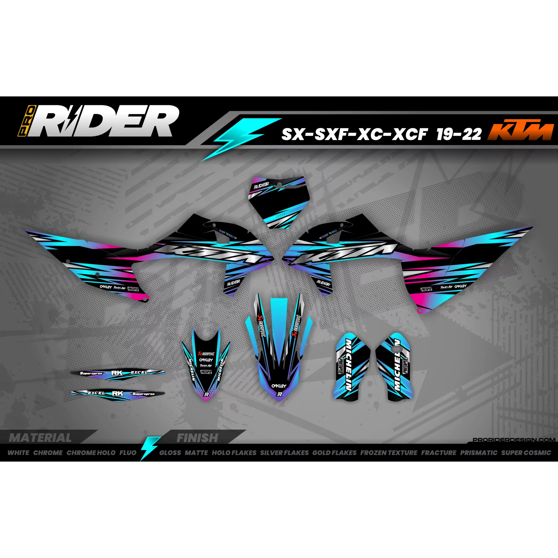Stickerset motor STICKERSET MOTOCROSS KTM BLUE LUMEN