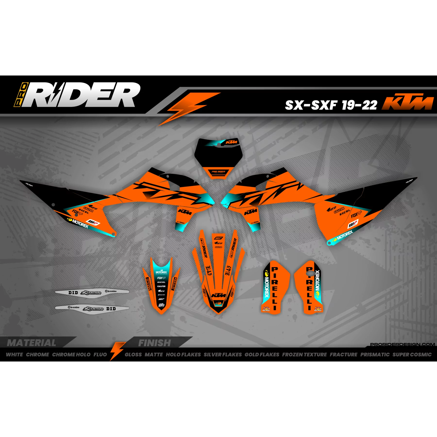 Stickerset motor Stickerset Motocross KTM SX SXF EXC - OEM VECTOR TEAL