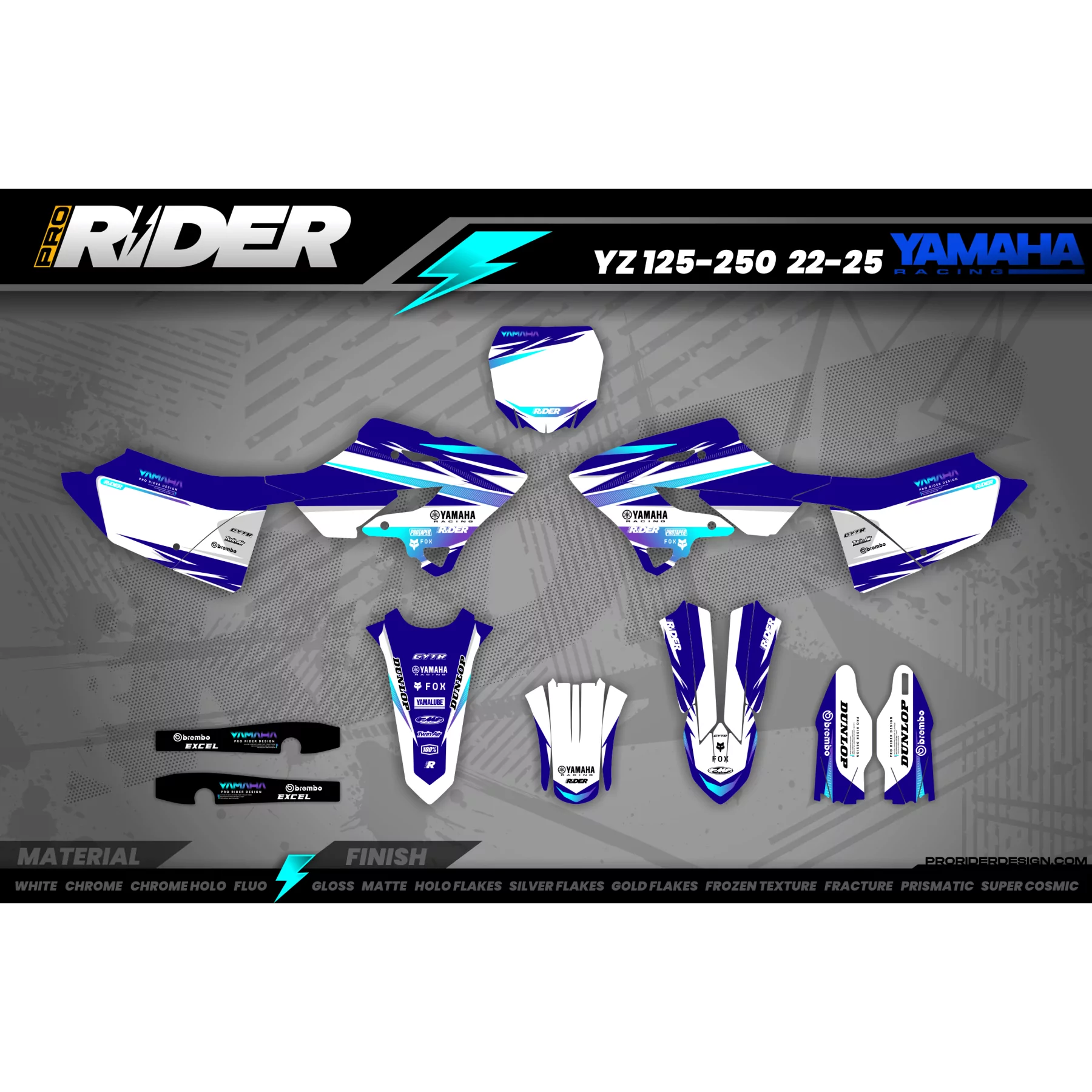 Kit adesivos moto KIT ADESIVOS MOTOCROSS YAMAHA YZ/YZF/WRF IMPULSE BLUE