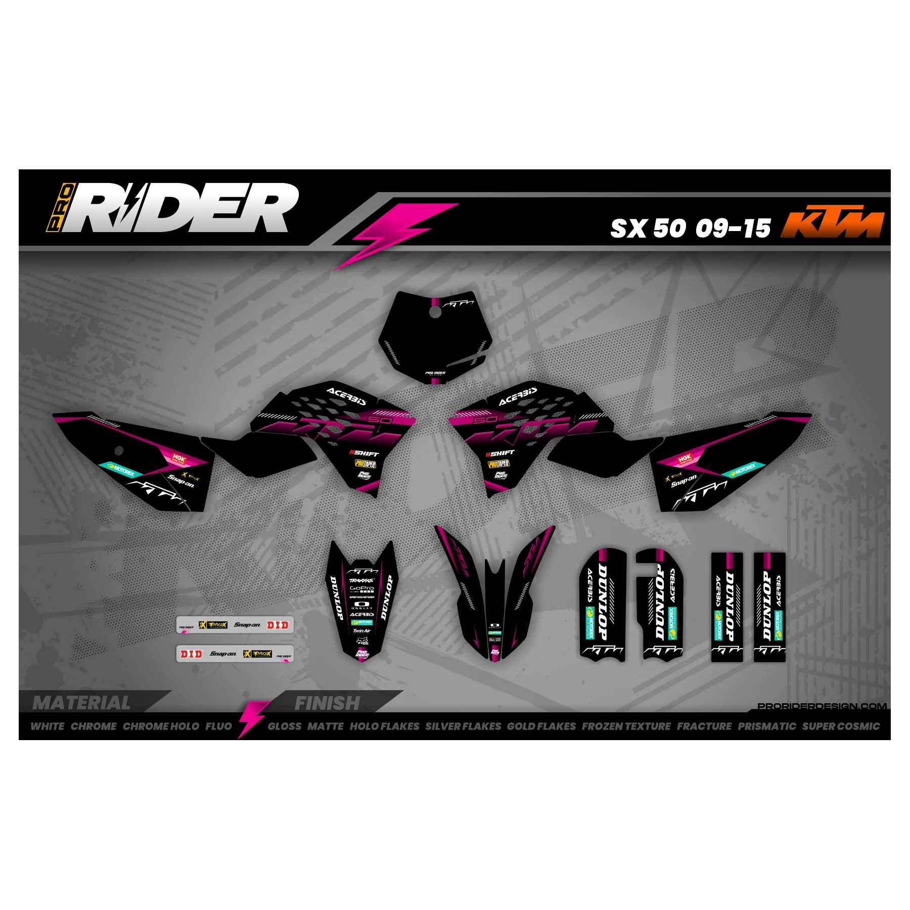 Kit adesivos moto Kit adesivos Motocross KTM SX SXF EXC | Shadow Edition | Black pink