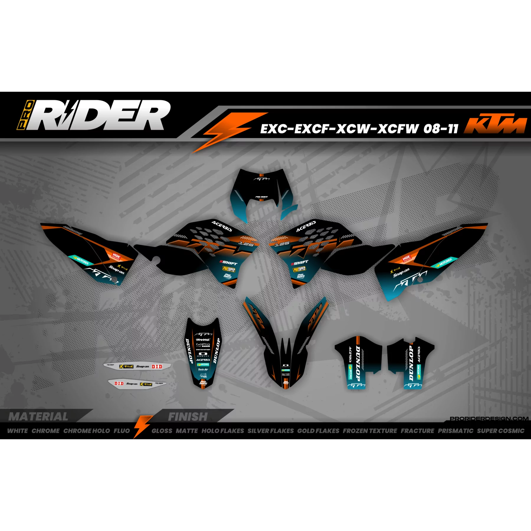 Grafiche moto grafiche Motocross KTM SX SXF EXC | Shadow Edition | Black orange dark teal