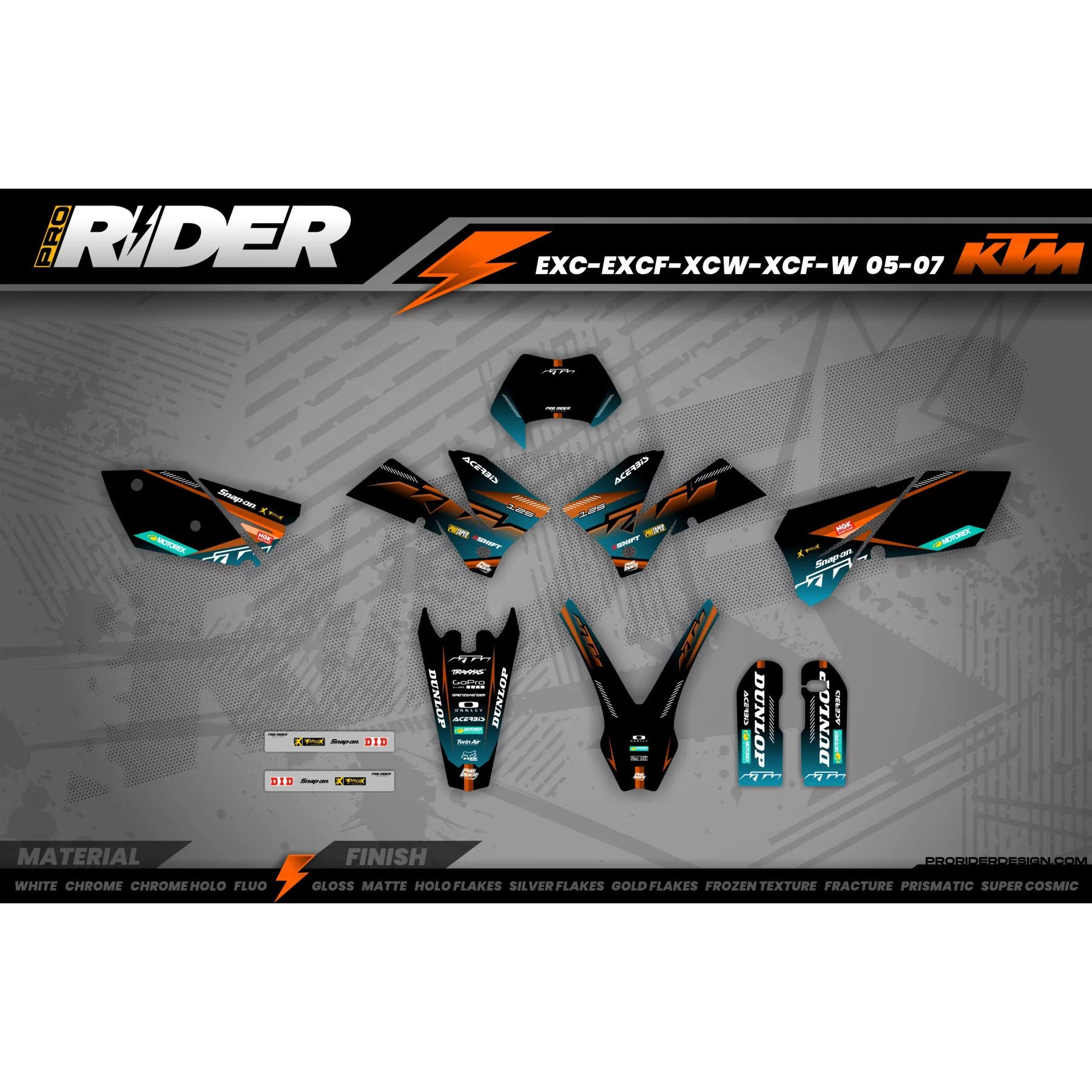 Kit adesivos moto Kit adesivos Motocross KTM SX SXF EXC | Shadow Edition | Black orange dark teal
