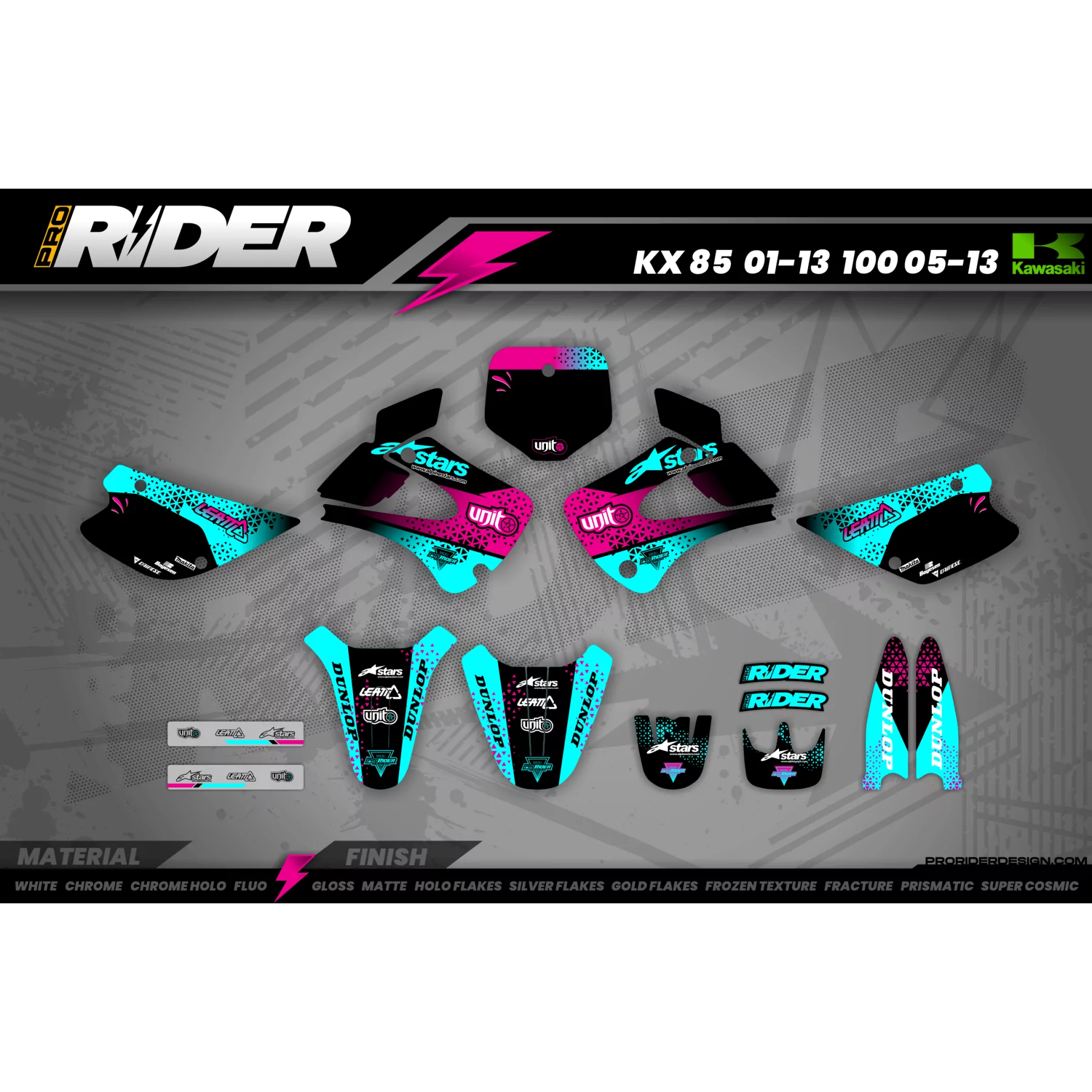 Kit adesivos moto KIT ADESIVOS Motocross PERSO UNIT BLACK