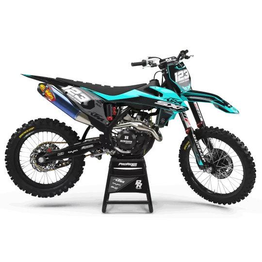 Kit adesivos moto KIT ADESIVOS Motocross KTM BUD RACING PRETO|CIANO (REF:PRDA36C3)