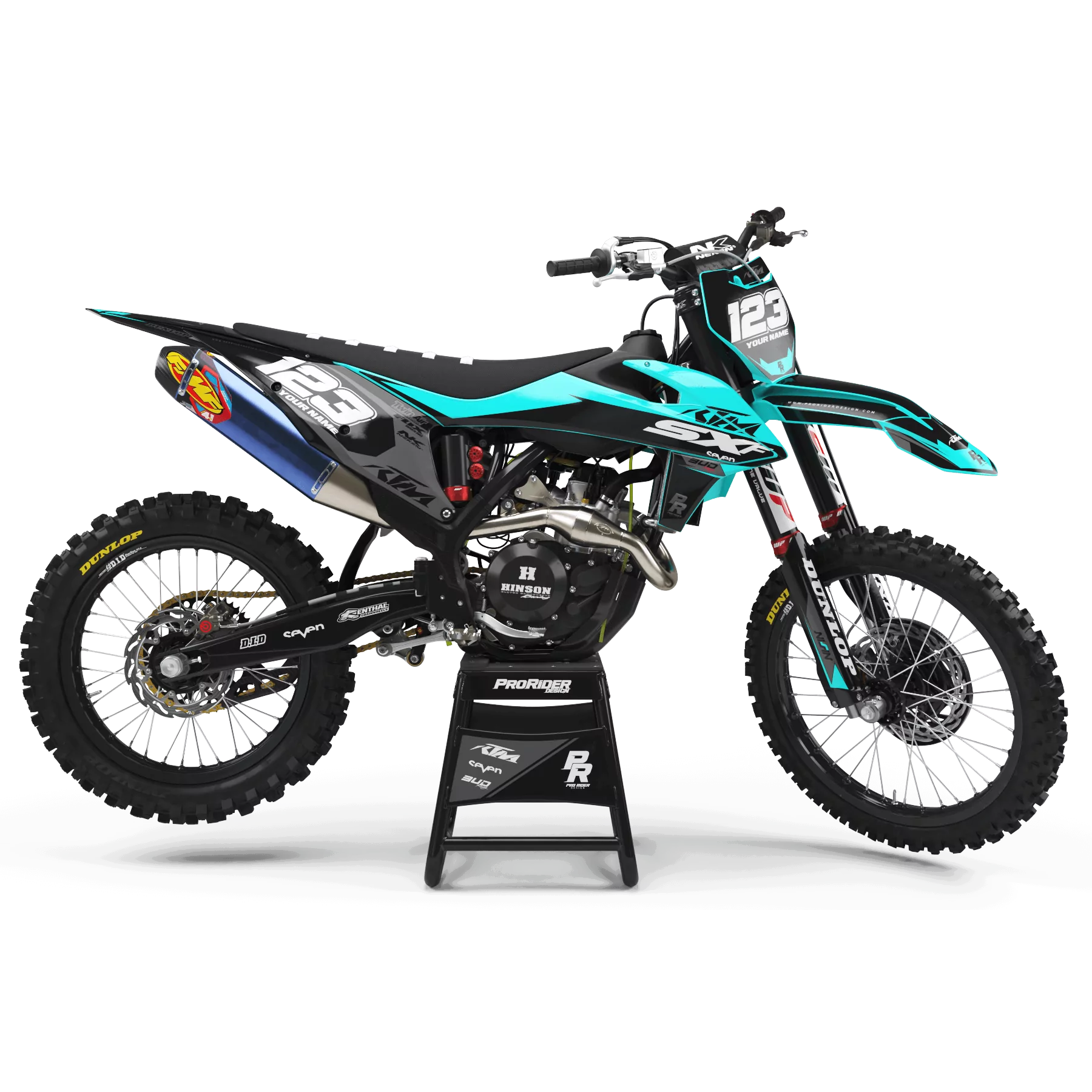 STICKERSET moto Stickerset Motocross KTM BUD RACING ZWART|CYAAN (REF:PRDA36C3)