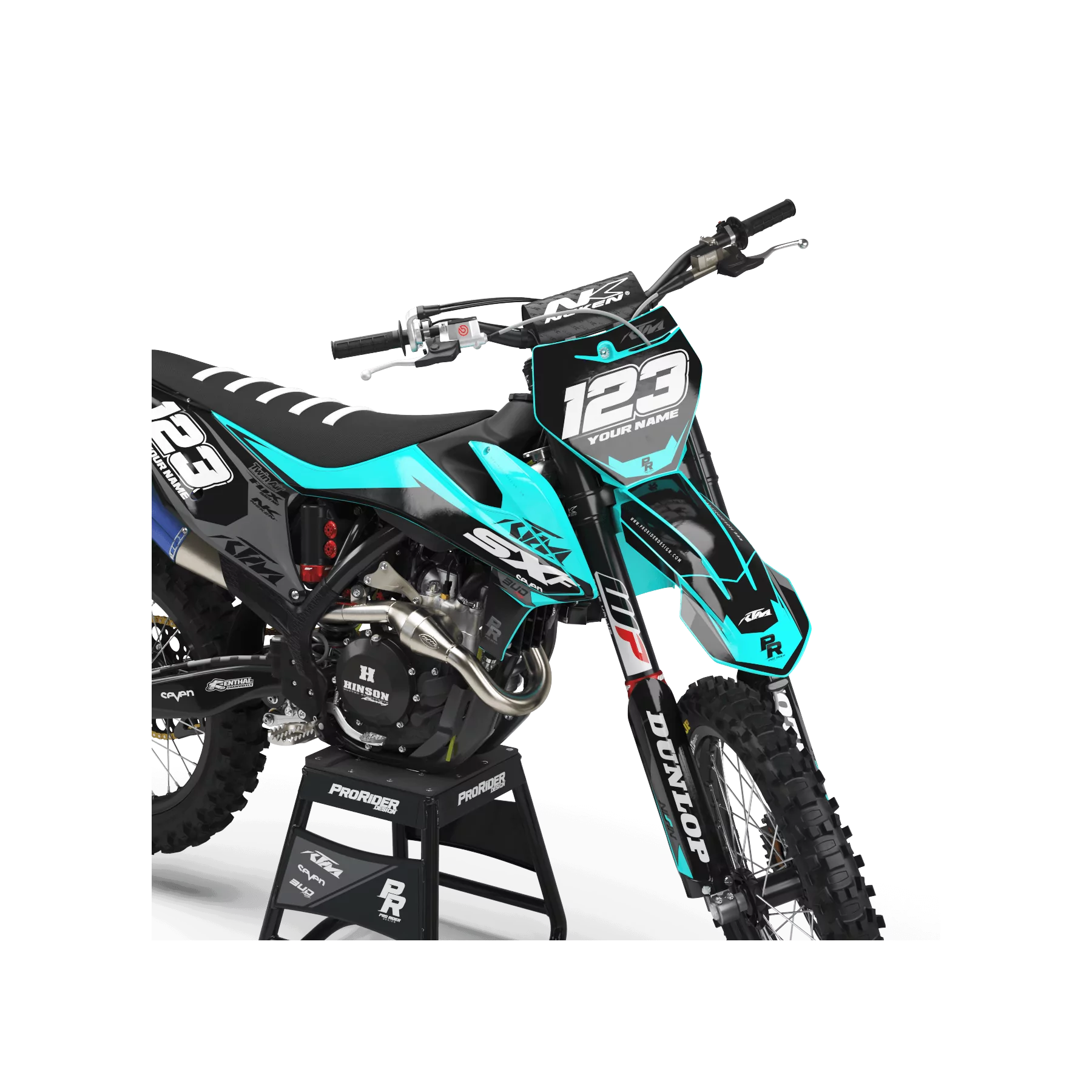 STICKERSET moto Stickerset Motocross KTM BUD RACING ZWART|CYAAN (REF:PRDA36C3)