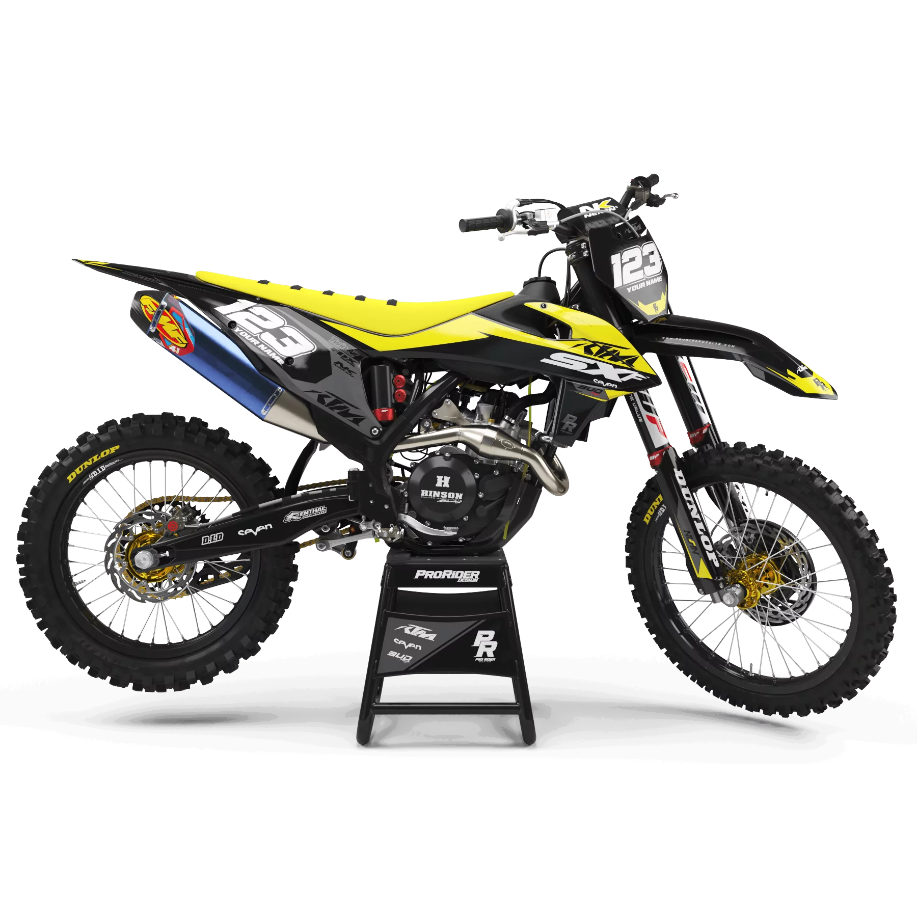 Kit adesivos moto KIT ADESIVOS Motocross KTM BUD RACING PRETO|AMARELO (REF:PRDA36C4)