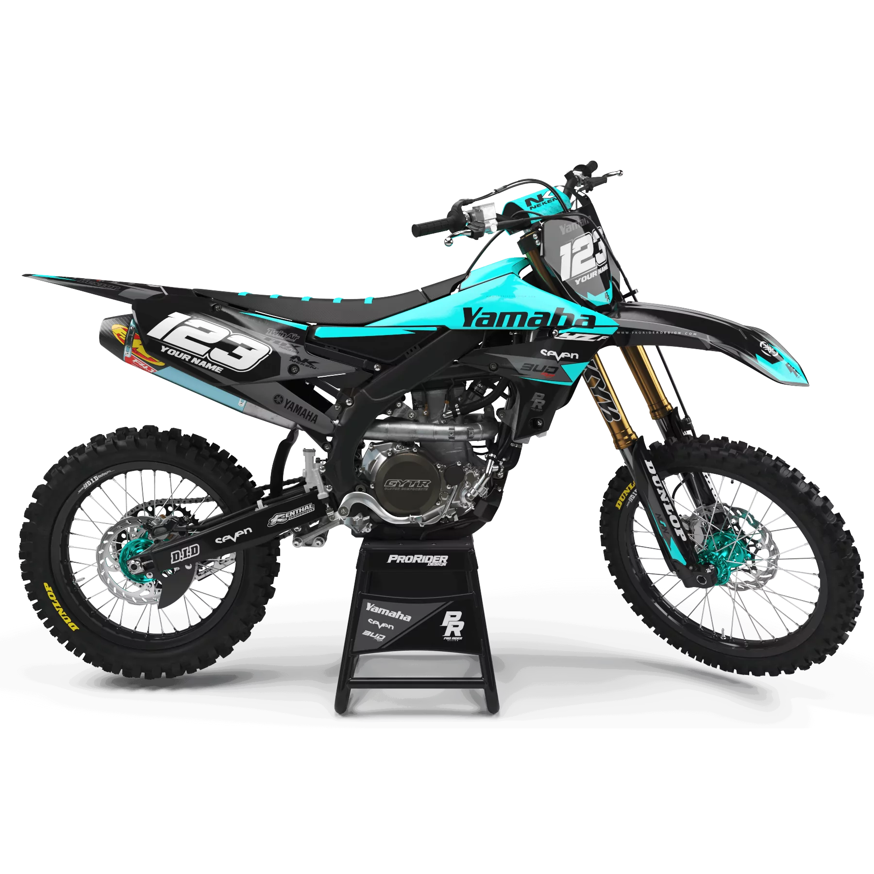 graphics moto Graphics Motocross YAMAHA BUD RACING BLACK|CYAN (REF:PRDA36E3)
