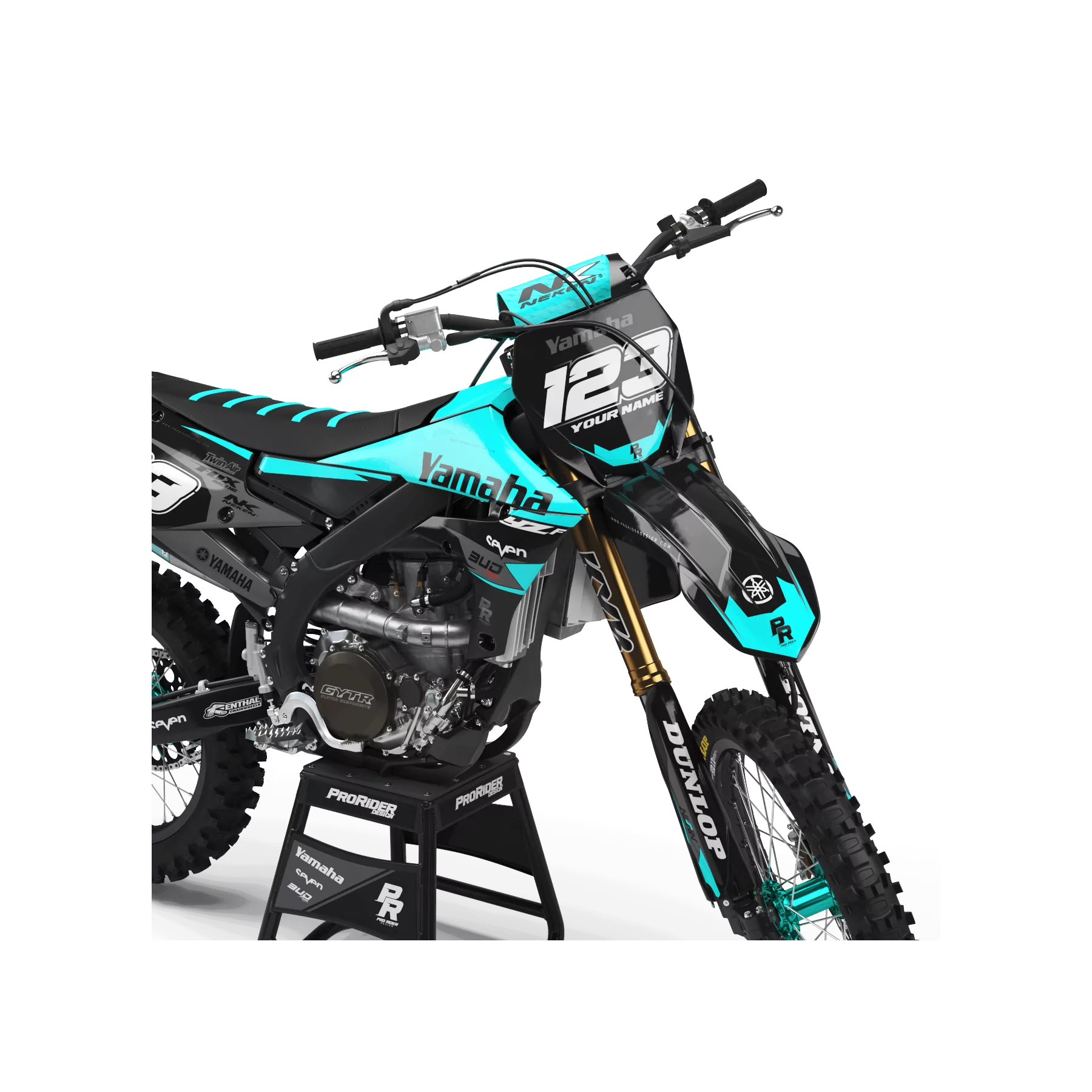 Kit adhesivos moto Kit adhesivos Motocross YAMAHA BUD RACING NEGRO|CIAN (REF:PRDA36E3)