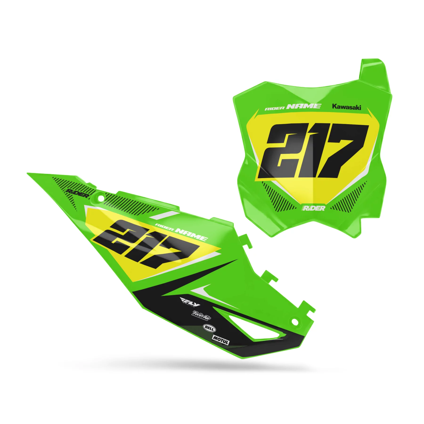 Motorraddeko DEKOR NUMMERNSCHILDER PERSO KAWASAKI Green Factory