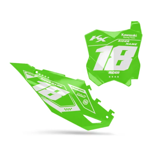 Motorstickerset STICKERSET NUMMERBORDACHTERGRONDEN PERSO KAWASAKI Vibrant Lime